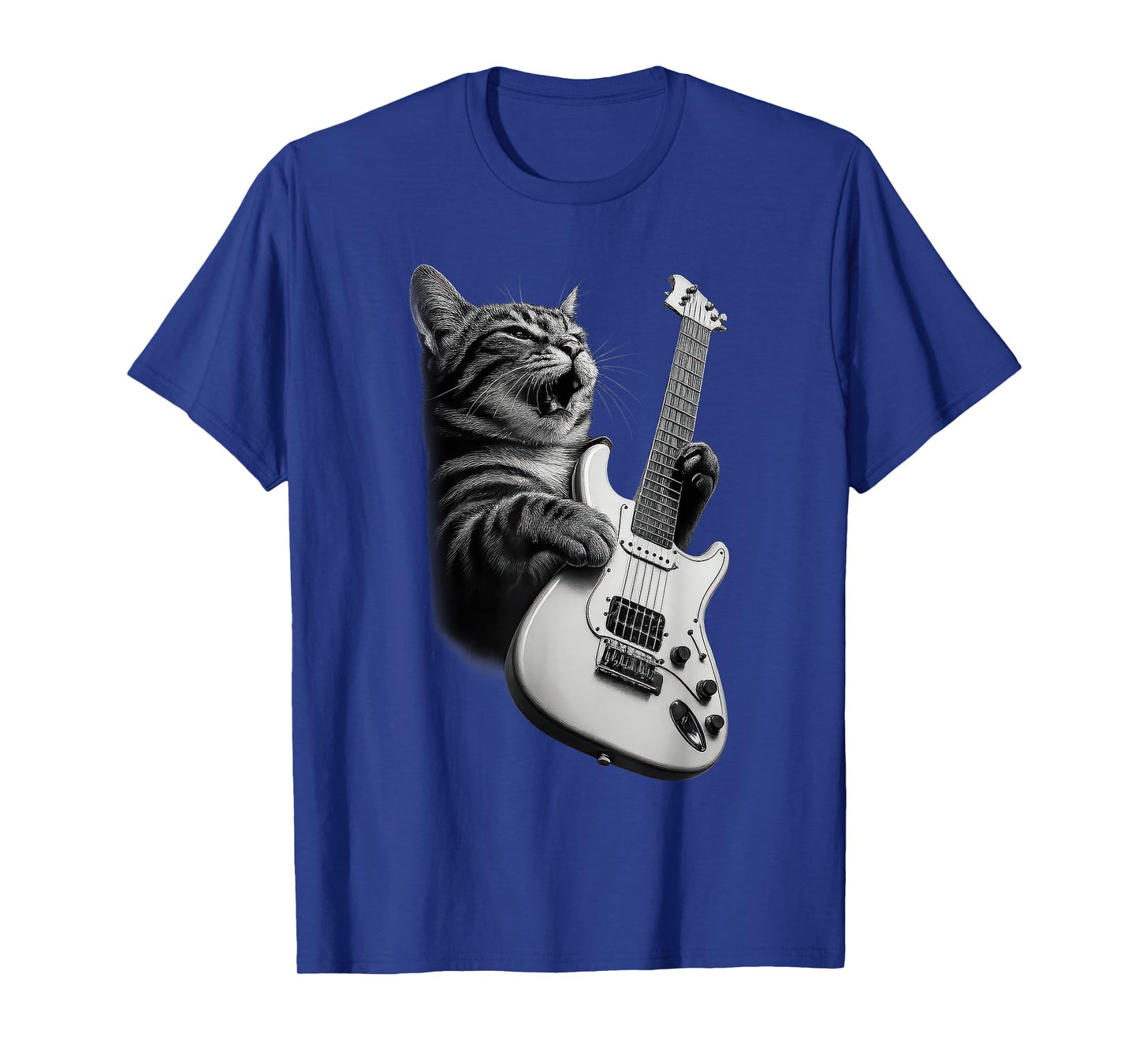 Rock Cat Playing Guitar - Funny Guitar Cat T Shirt T-Shirt