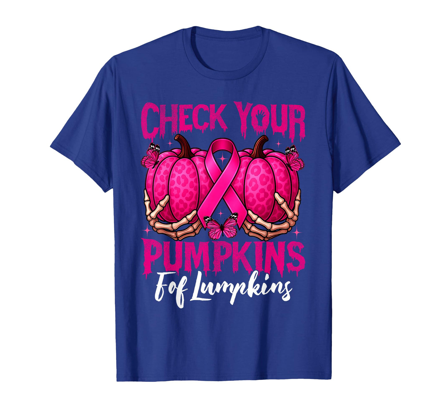 Check Your Pumpkins Breast Cancer Awareness Halloween Women T-Shirt