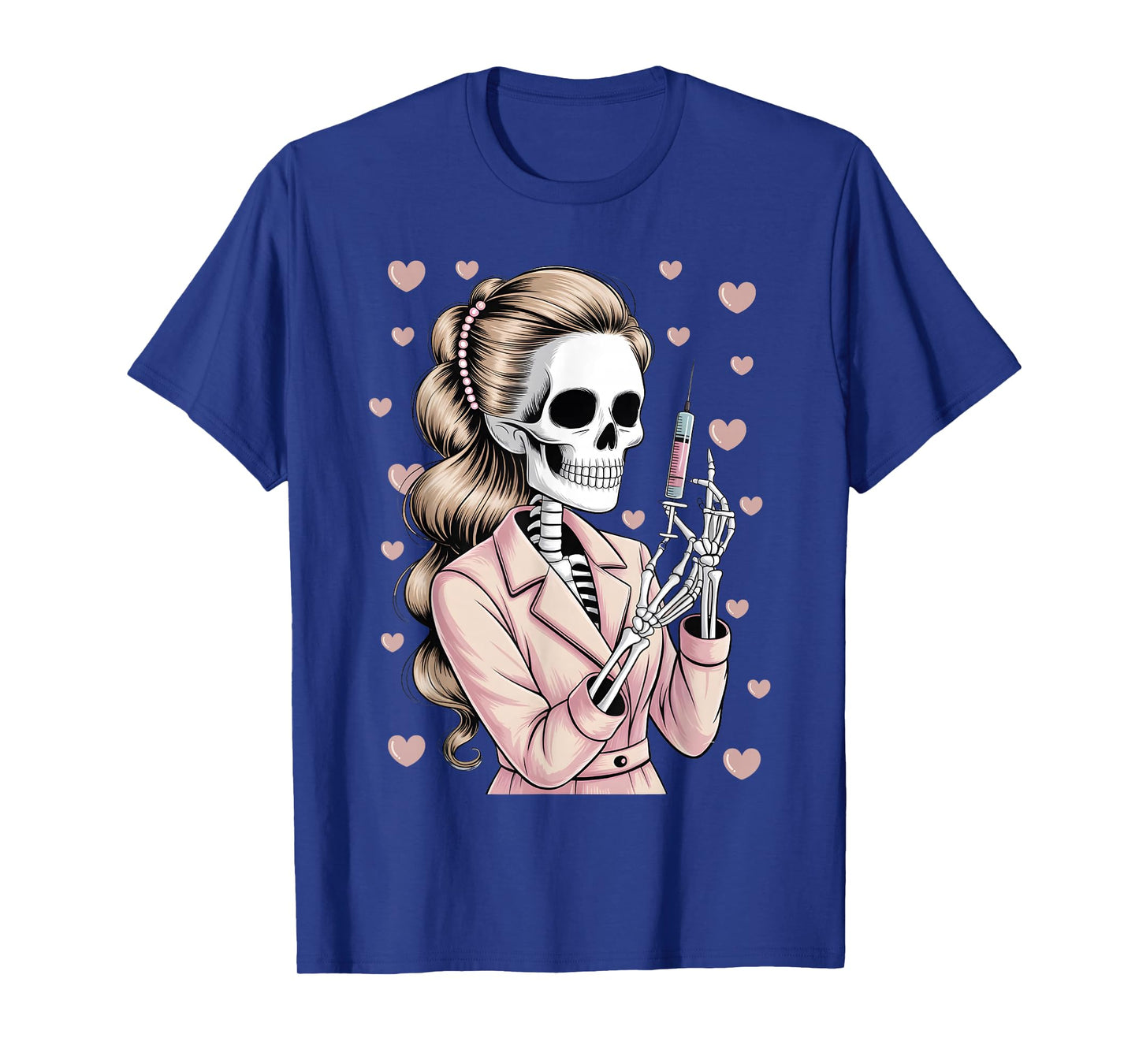 Halloween Skeleton Aesthetician with Syringe T-Shirt