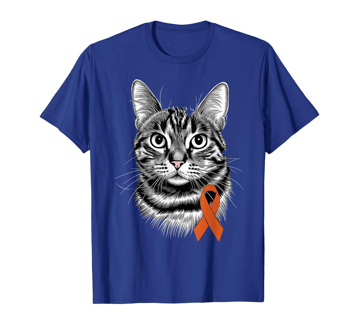 Orange Ribbon Support Leukemia Awareness Cat T-Shirt for Men Women Kids
