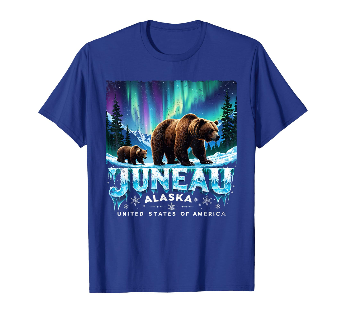Juneau Alaska Bear Northern Lights Gift Tee T-Shirt