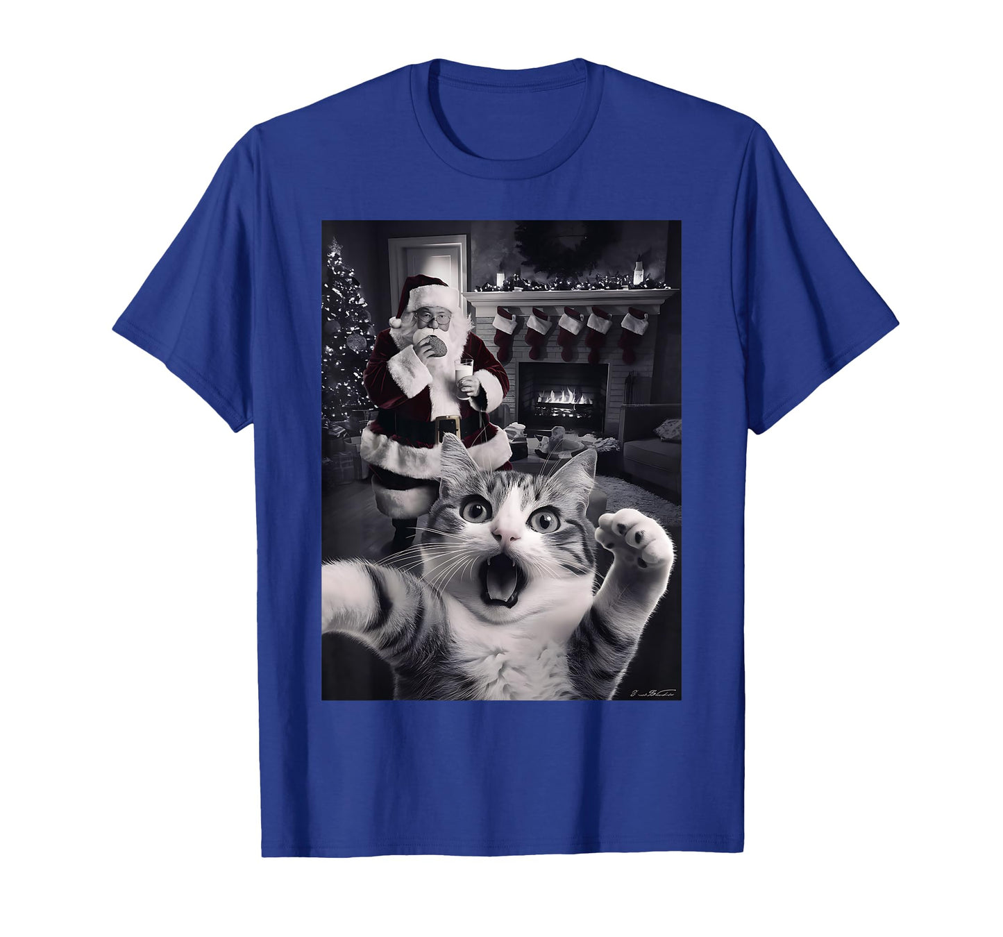 Funny Cat Selfie With Santa Christmas T-Shirt