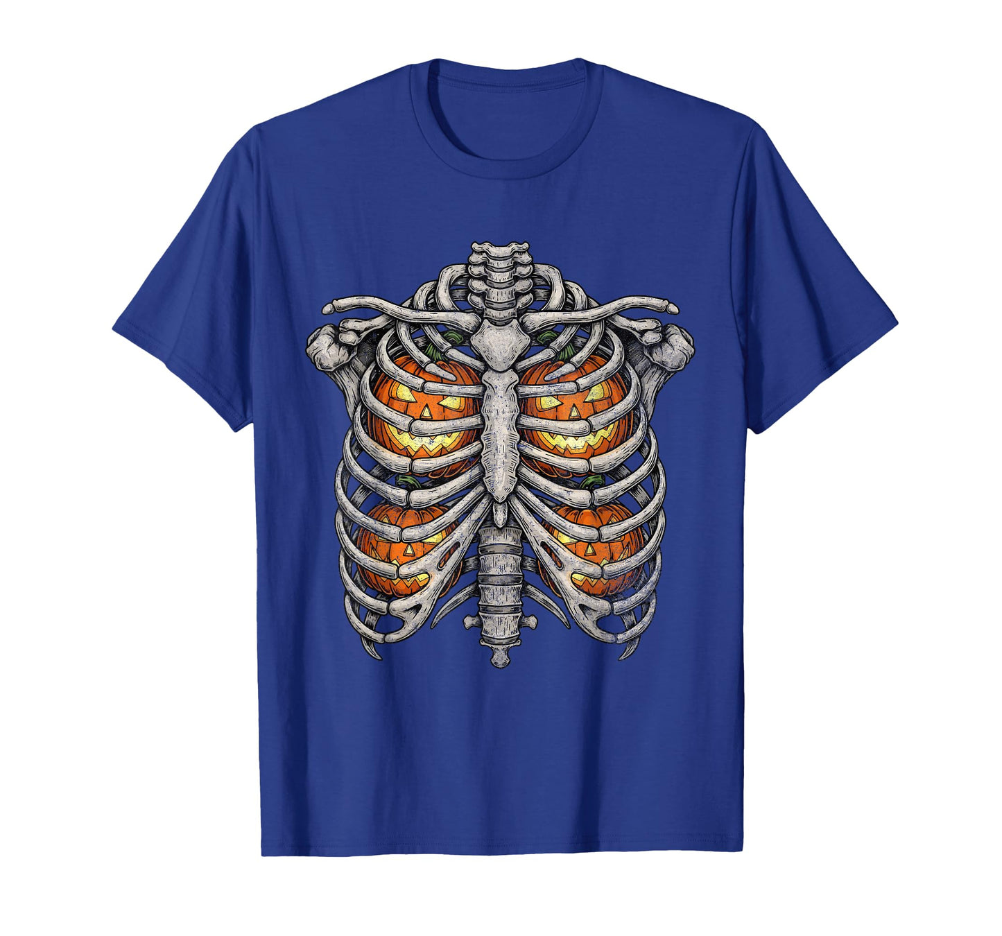 Retro Skeleton Rib Cage Pumpkin Halloween Costume Men Women T-Shirt