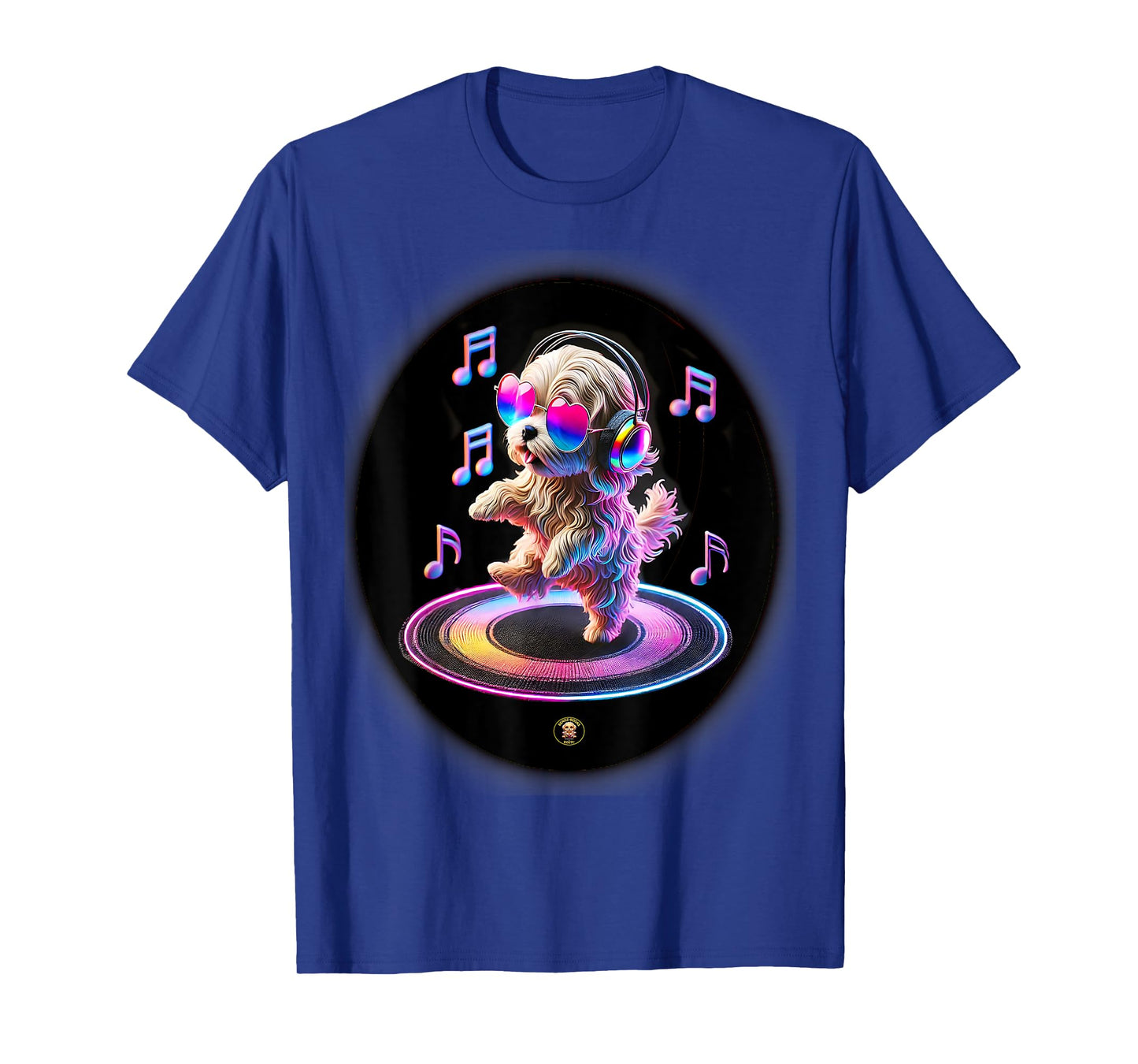 Adorable Dancing Dog with Glasses and Earphones - Dog Lovers T-Shirt