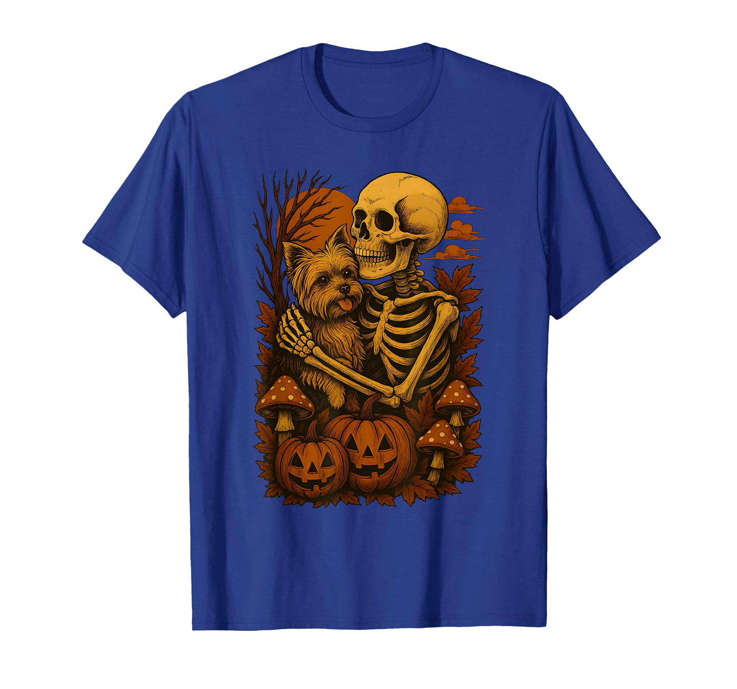 Skeleton Hugging Yorkshire Terrier T-Shirt