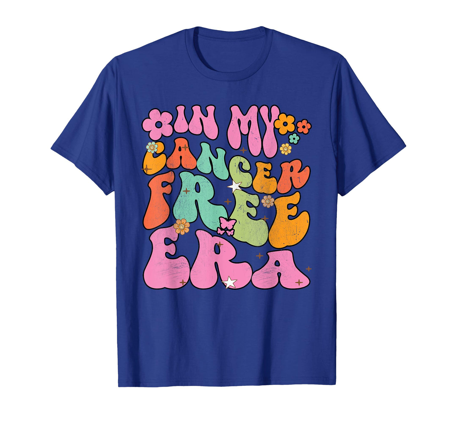 Groovy Flowers In My Cancer Free Era Breast Cancer Warrior T-Shirt