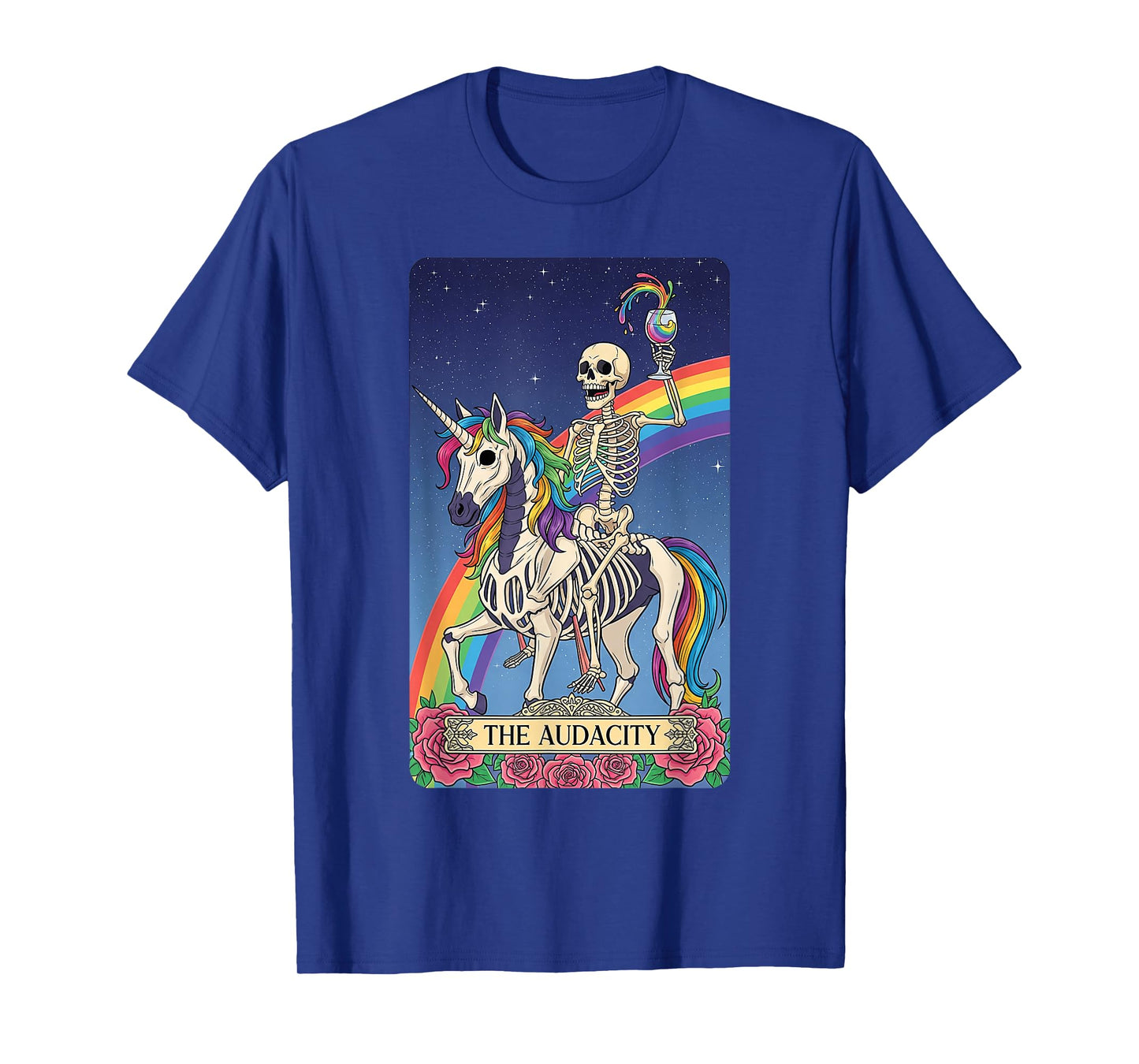 Skeleton Unicorn Rider The Audacity Tarot Card Halloween T-Shirt