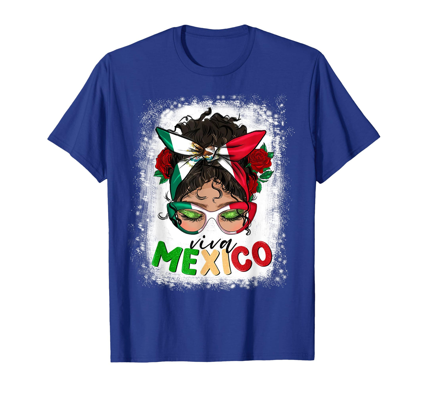 Bleached Viva Mexico Messy Bun Hair Bandana Hispanic Mexican T-Shirt