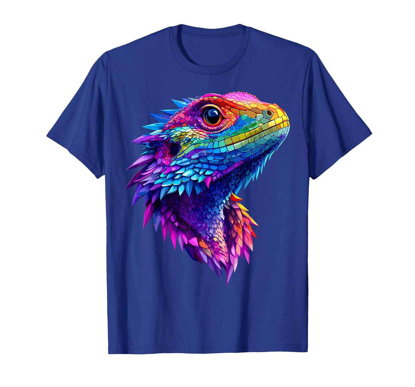 Colorful Bearded Dragon Face Reptile Animal Lover Black T-Shirt