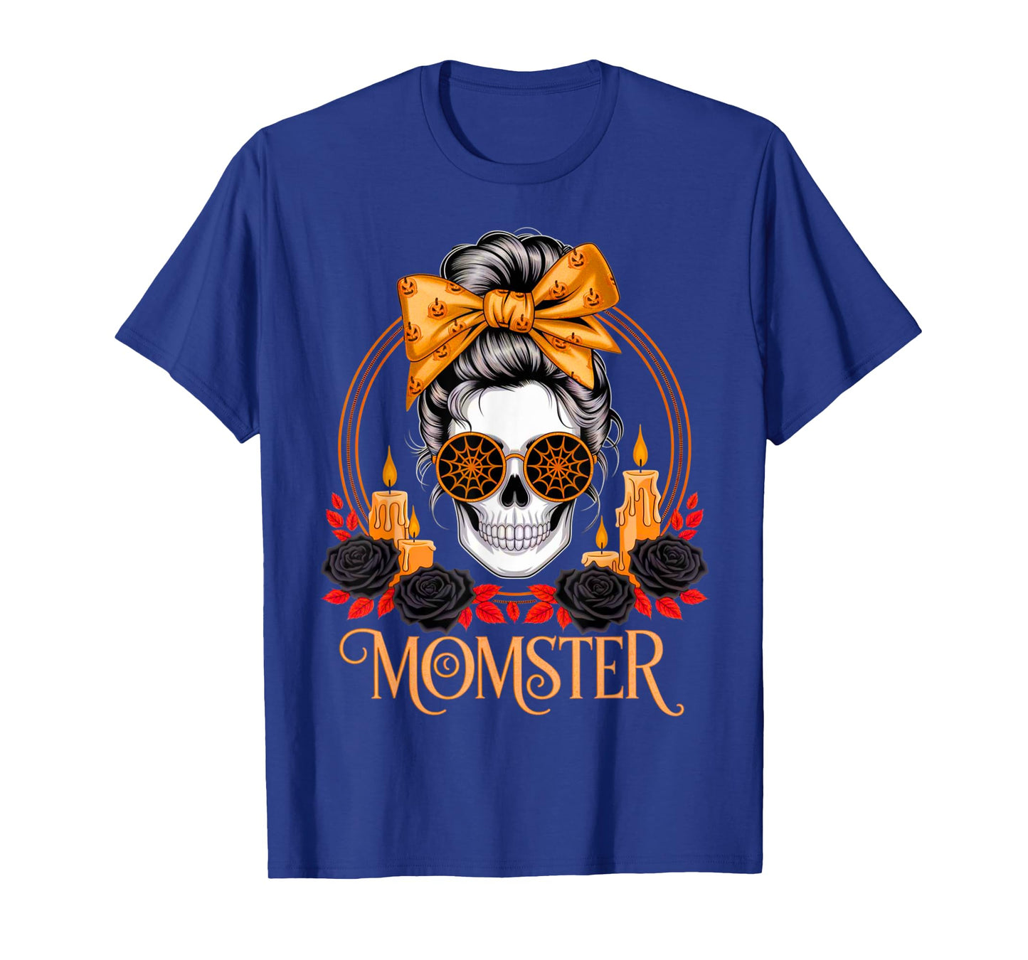 Momster Halloween Costume Skeleton Messy Bun Mother Coffee T-Shirt