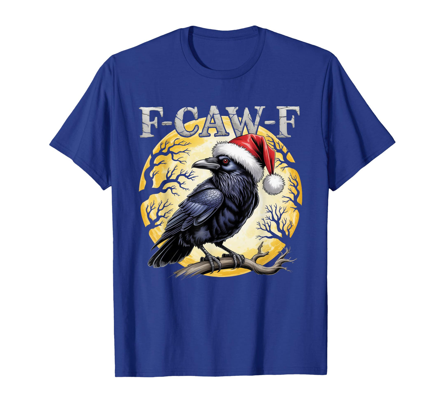 Crow F-CAW-F Black Bird Gothic Christmas Lights Santa Hat T-Shirt