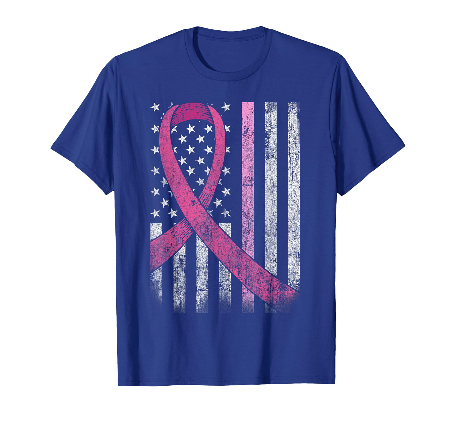 Breast Cancer Awareness American Flag Pink Ribbon T-Shirt