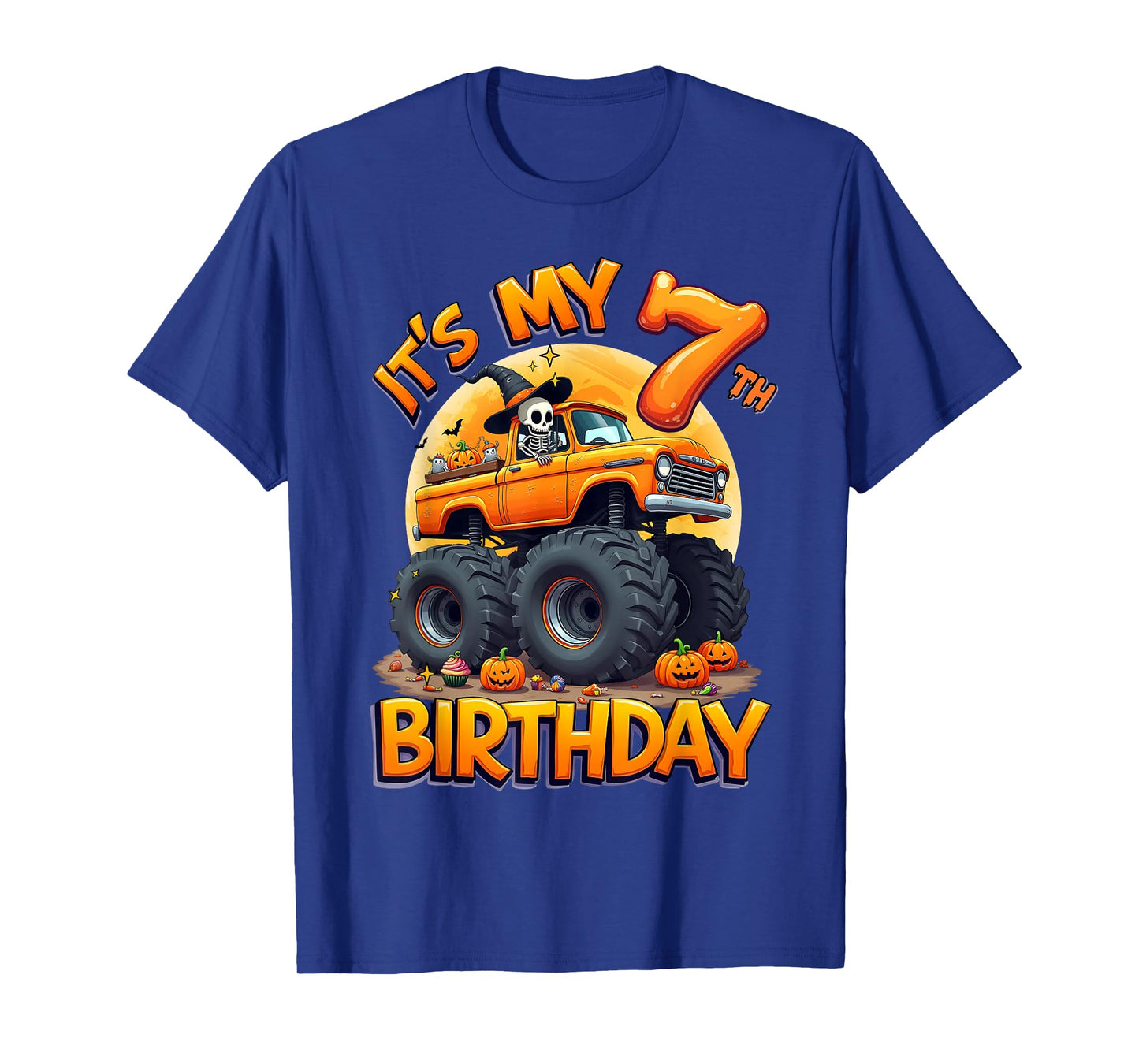 Kids It's My 7th Birthday Boy Halloween Monster Truck T-Shirt
