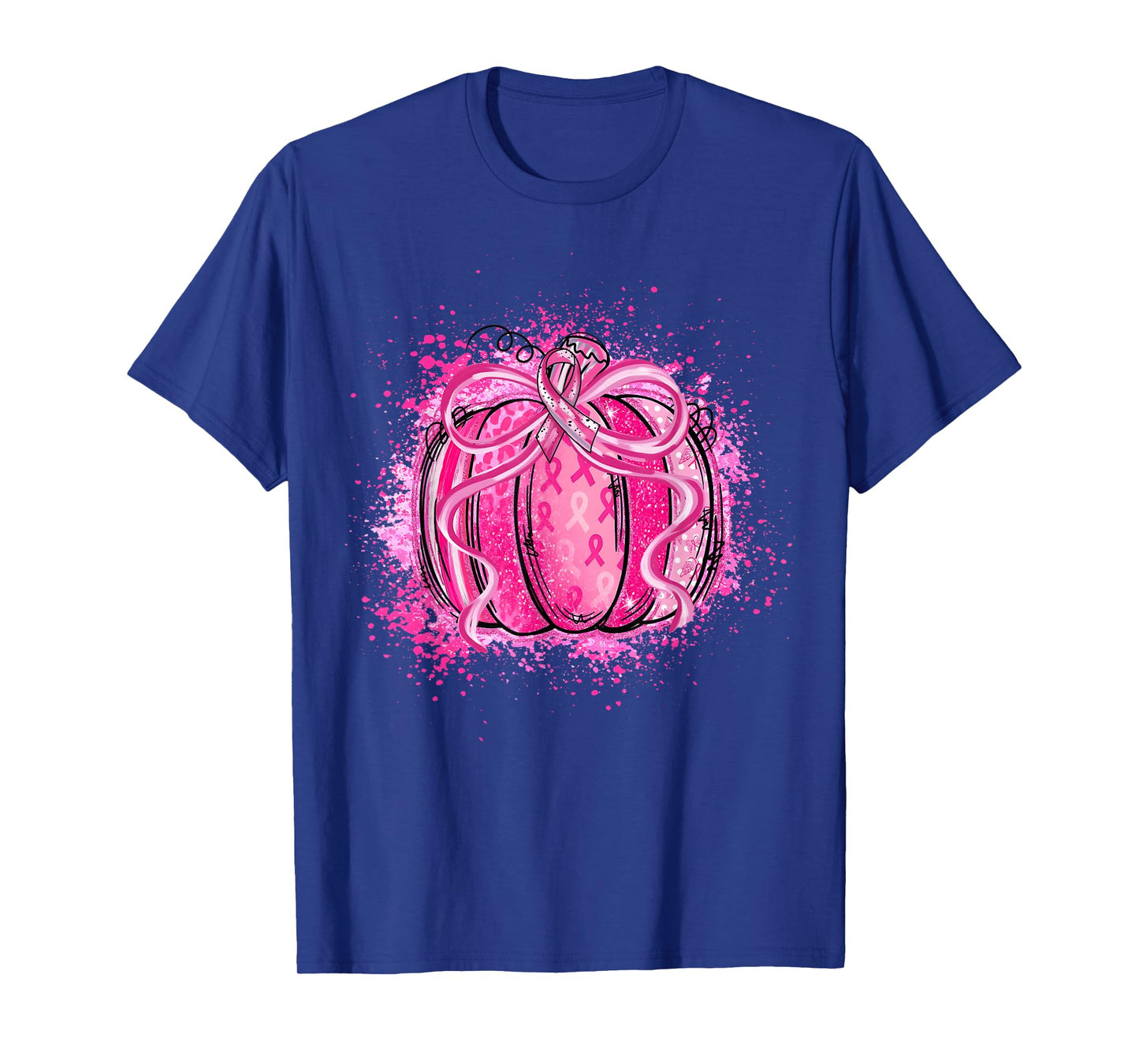 Pink Ribbon Coquette Bow Pumpkin Breast Cancer Awareness T-Shirt