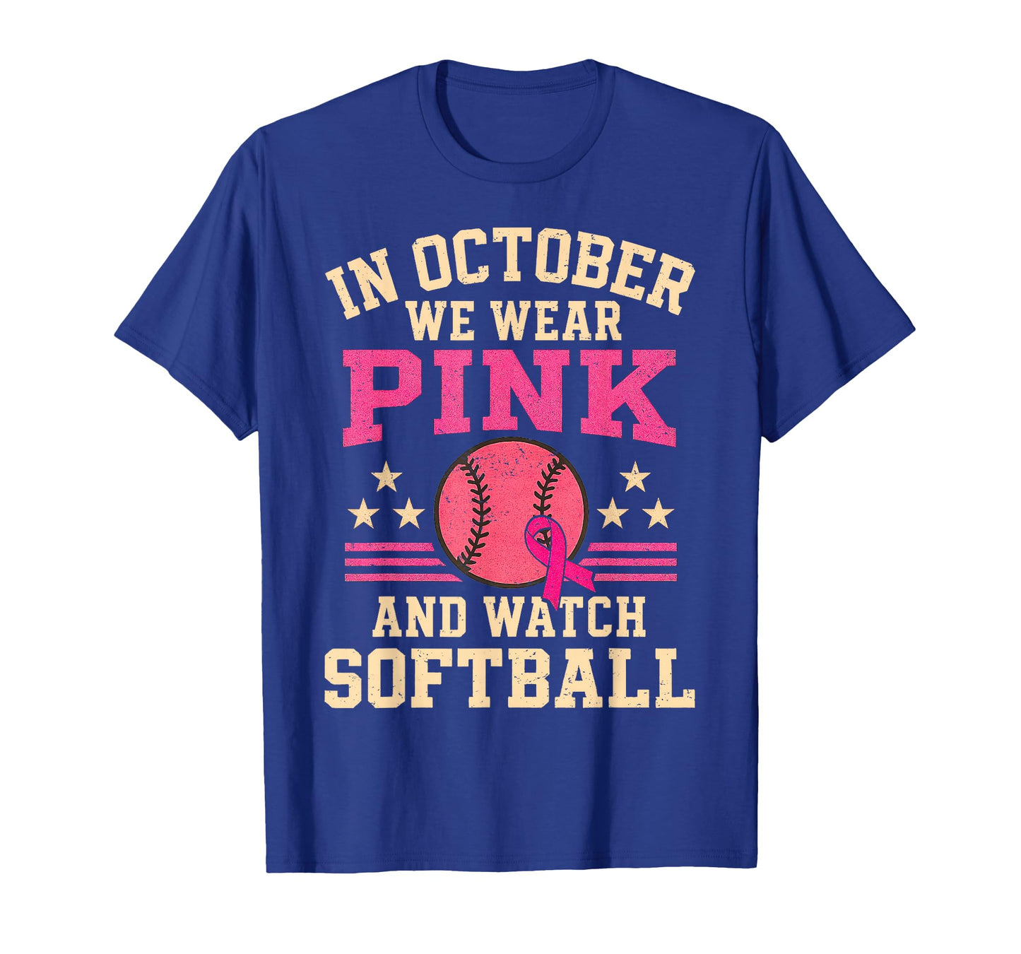 In October We Wear Pink And Watch Softball Breast Cancer T-Shirt