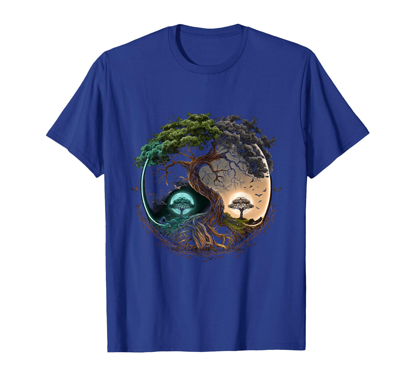 Tree Life Yin Yang Moon Sun Day And Night Bonsai Japanese T-Shirt