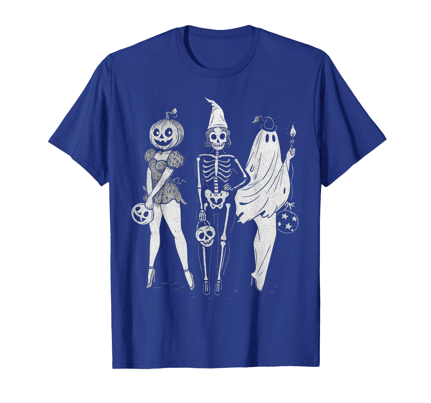 Retro Halloween Shirts Women Pumpkin Skeleton Ghost Girls T-Shirt
