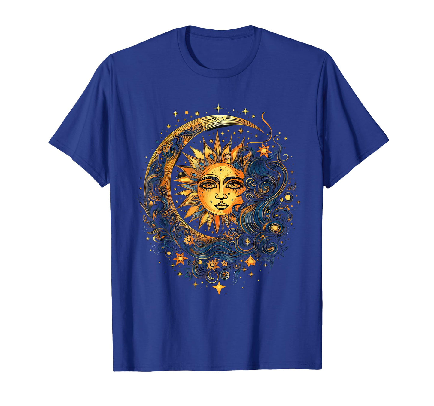 mystic sun and moon woman mystical flowers aesthetic T-Shirt