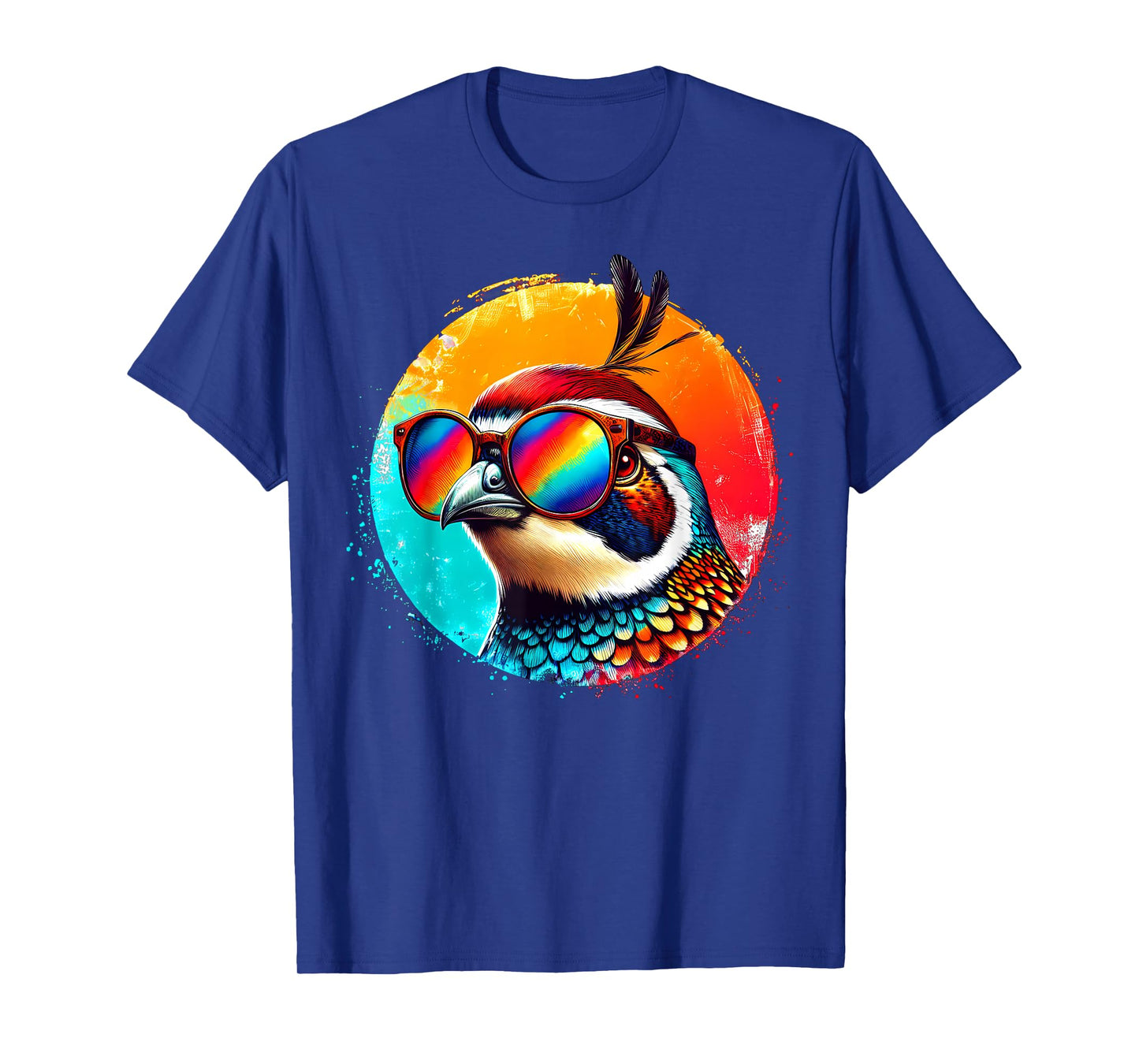 Cool Tie Dye Quail Sunglasses Bird Illustration Art T-Shirt