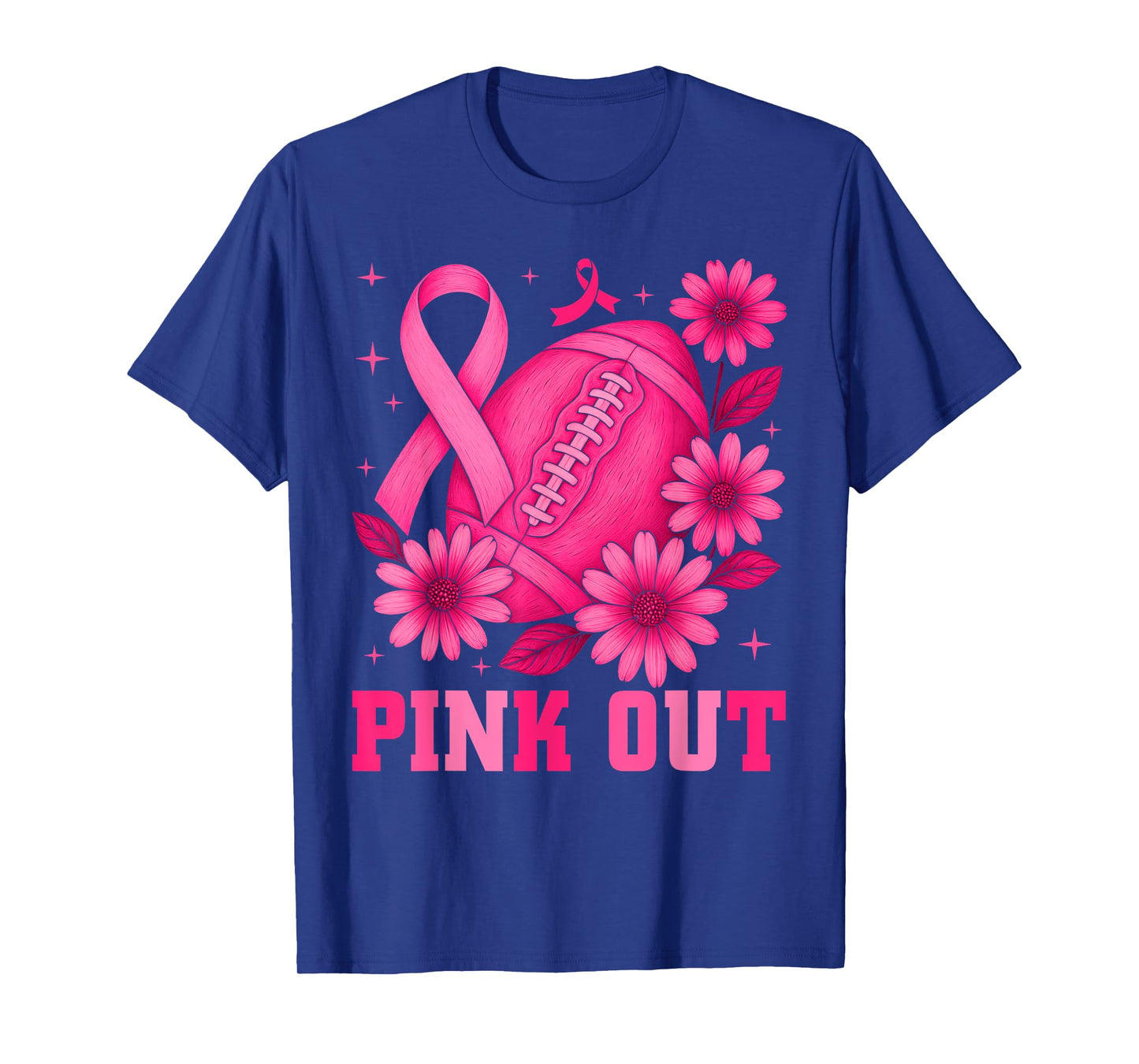 Pink Out Football Team Breast Cancer Awareness Ribbon T-Shirt