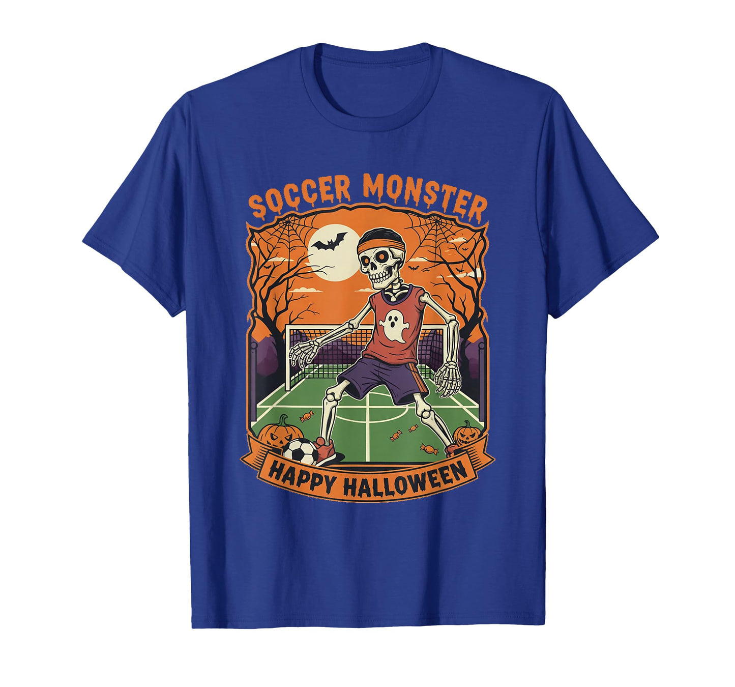Soccer Monster Skeleton Happy Halloween Soccer Costume T-Shirt