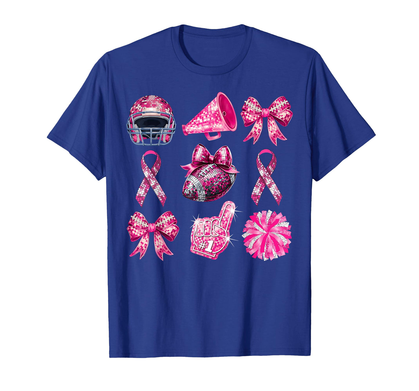 Football Coquette Cheer Mom Pink Out Breast Cancer Awareness T-Shirt