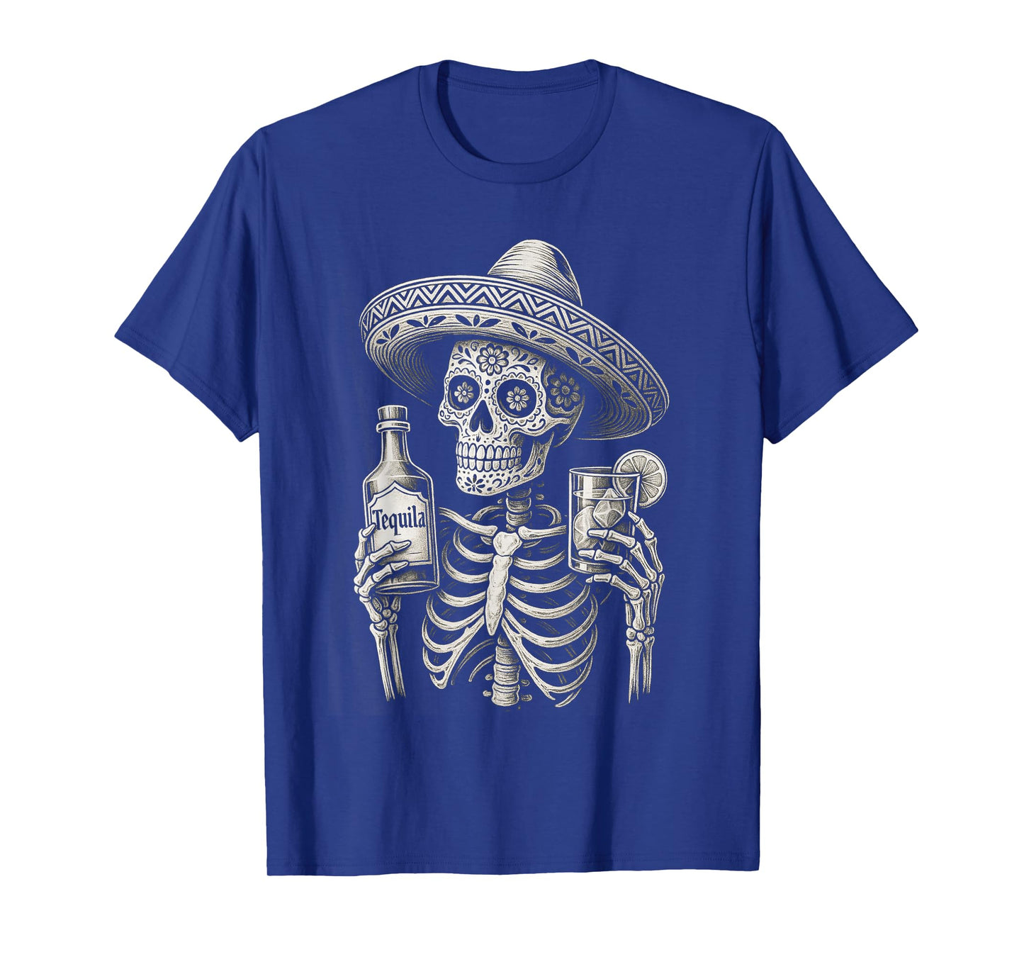 Dia De Los Muertos Vintage Skeleton Tequila Day of Dead Men T-Shirt