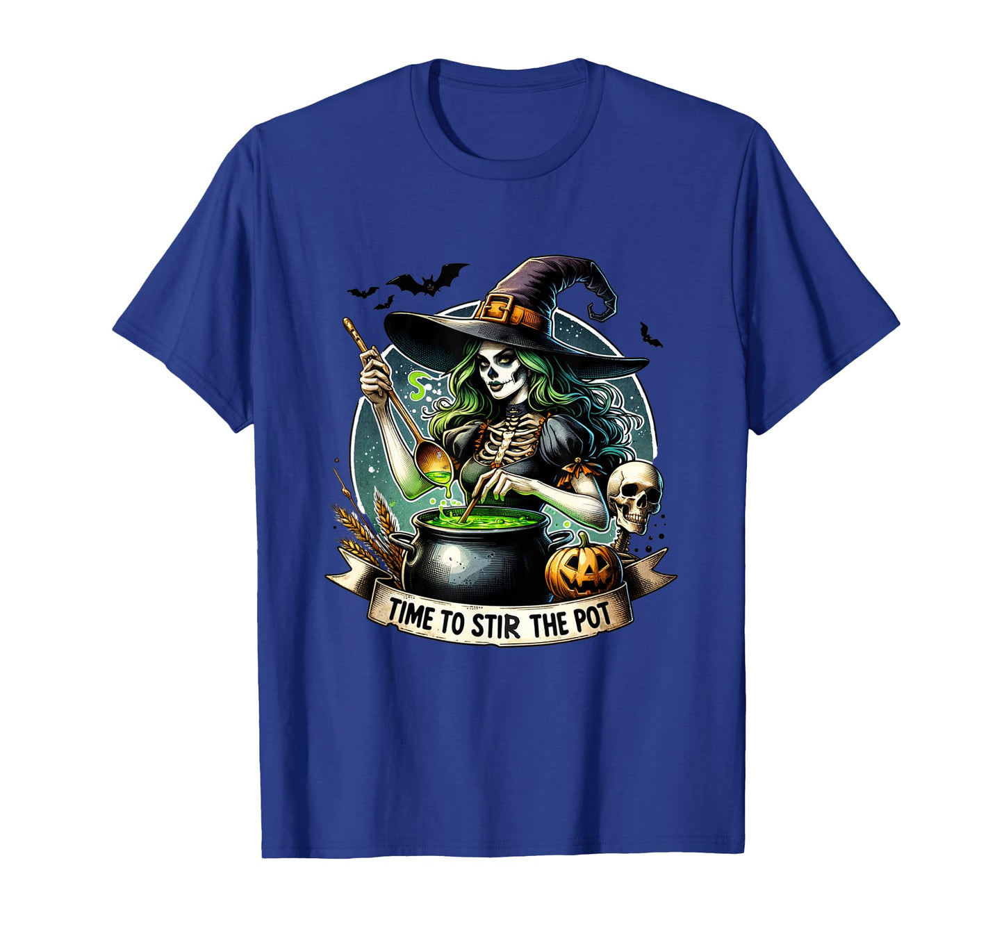 Time to Stir The Pot Zombie Woman Witch Halloween Pin-Up T-Shirt