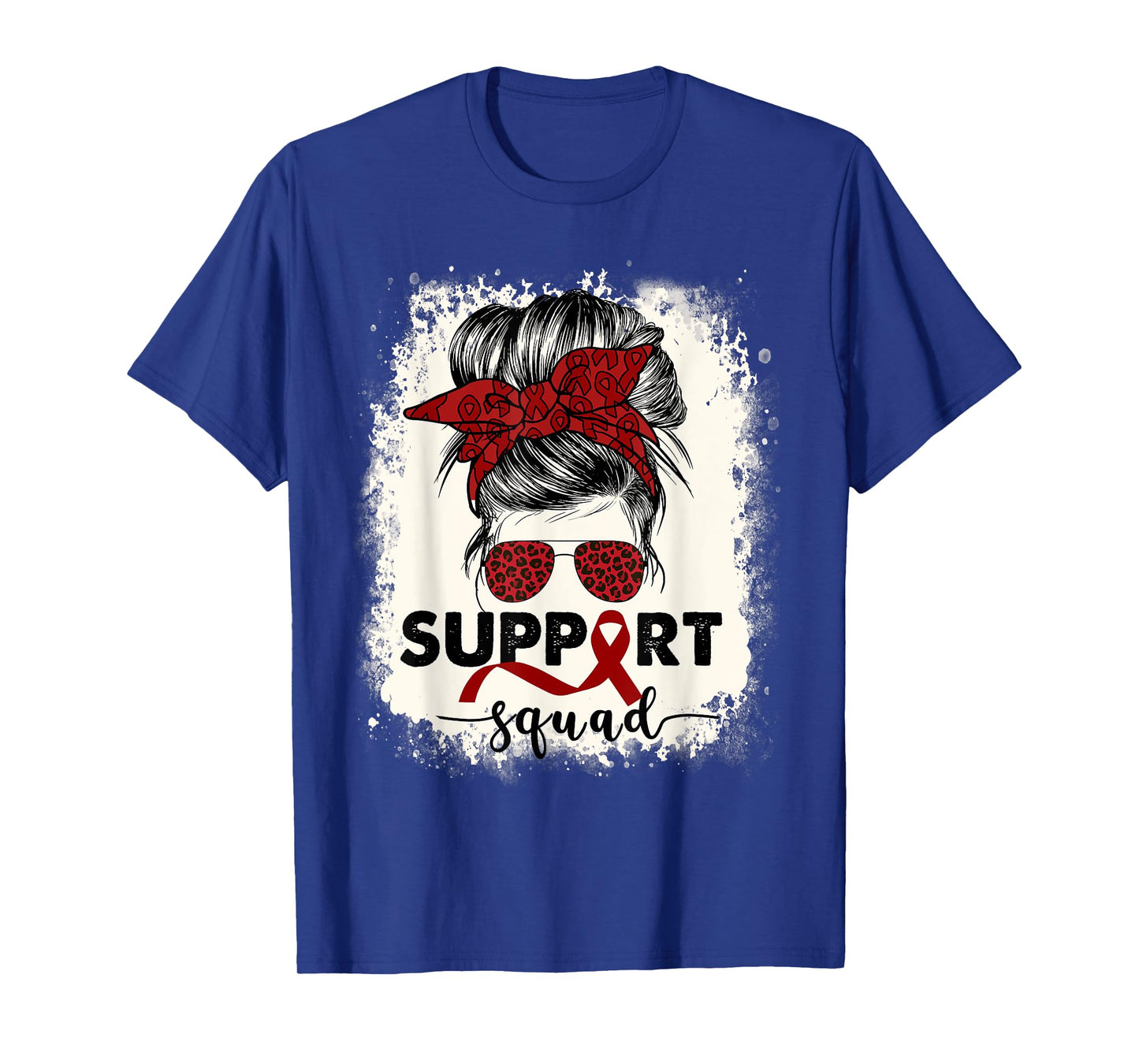 Multiple Myeloma Cancer Awareness Burgundy Ribbon Messy Bun T-Shirt