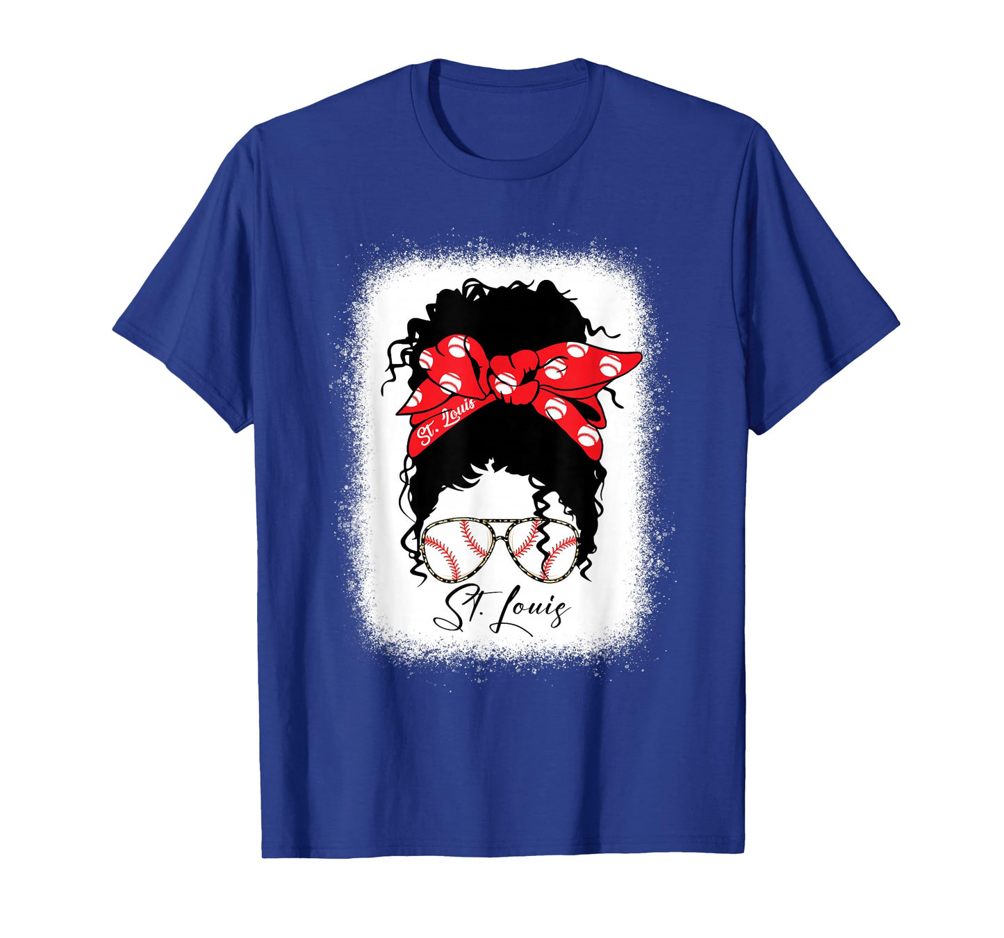 St. Louis Messy Bun Bleached Baseball Fan I Love St. Louis T-Shirt