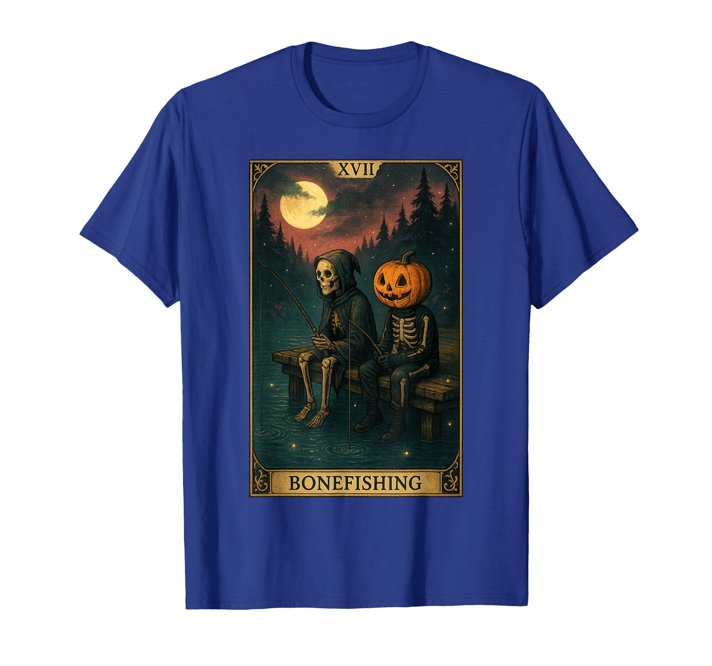 Funny Halloween Bonefishing Jack O Lantern Skeleton Fishing T-Shirt