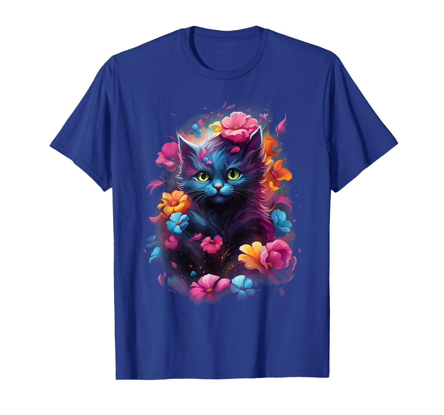 MyAnimal - Cute Cat in Colourful Flowers T-Shirt