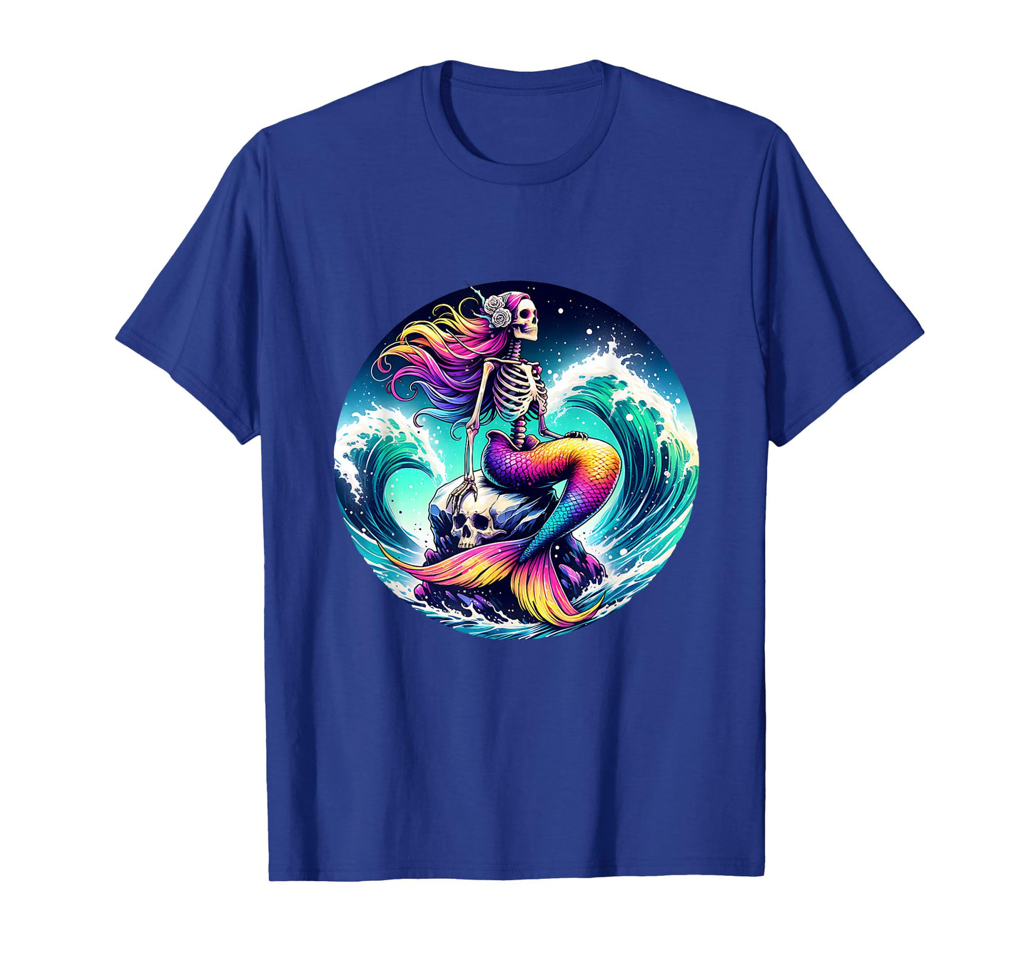 Mermaid Skull Ocean Wave Siren Skeleton Sea T-Shirt