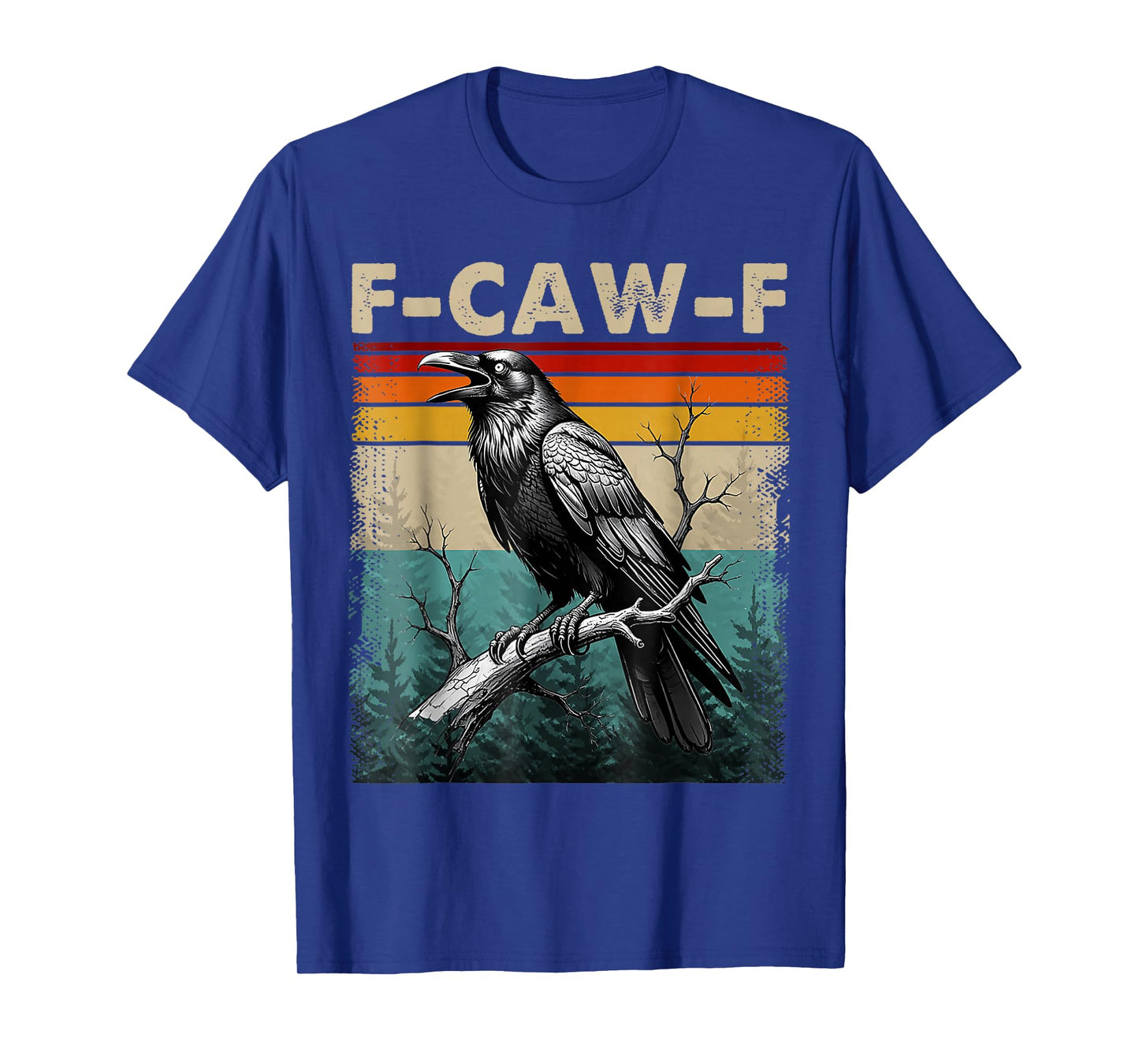 F-Caw-F Gothic Crow Sarcastic Edgy Raven Retro Sunset T-Shirt