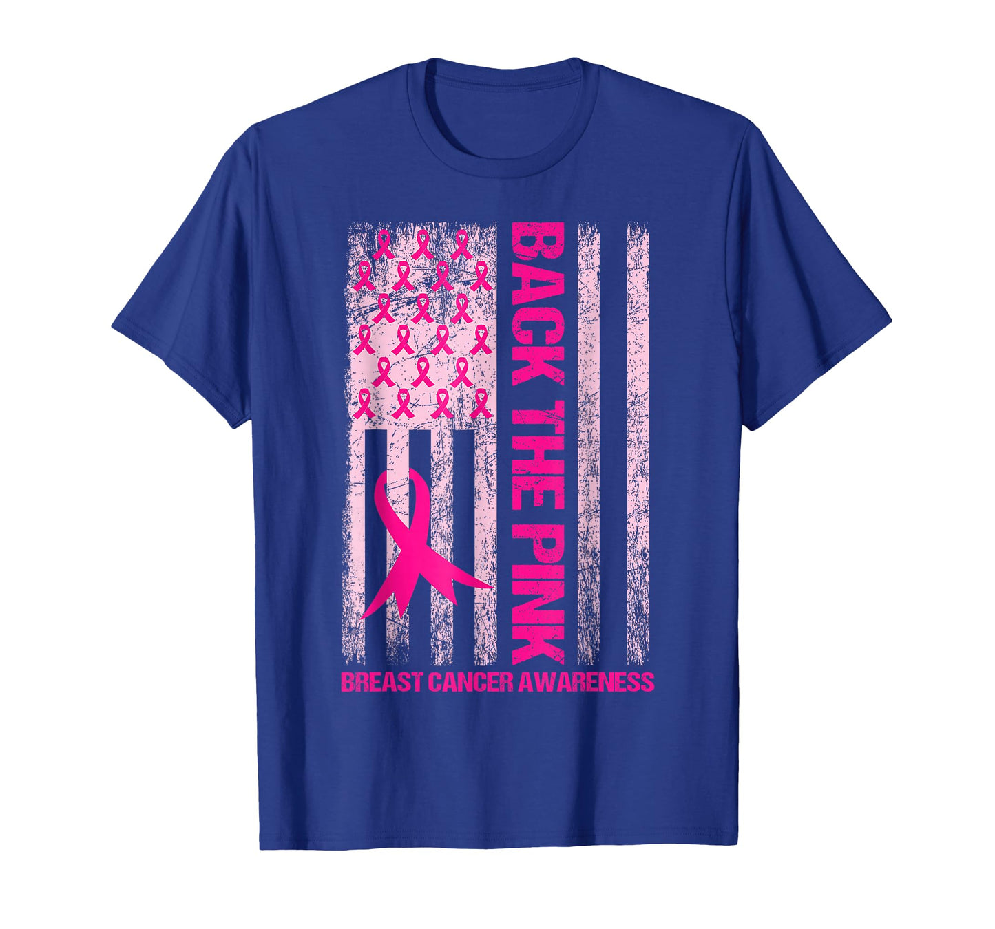 Back The Pink Ribbon American Flag Breast Cancer Awareness T-Shirt