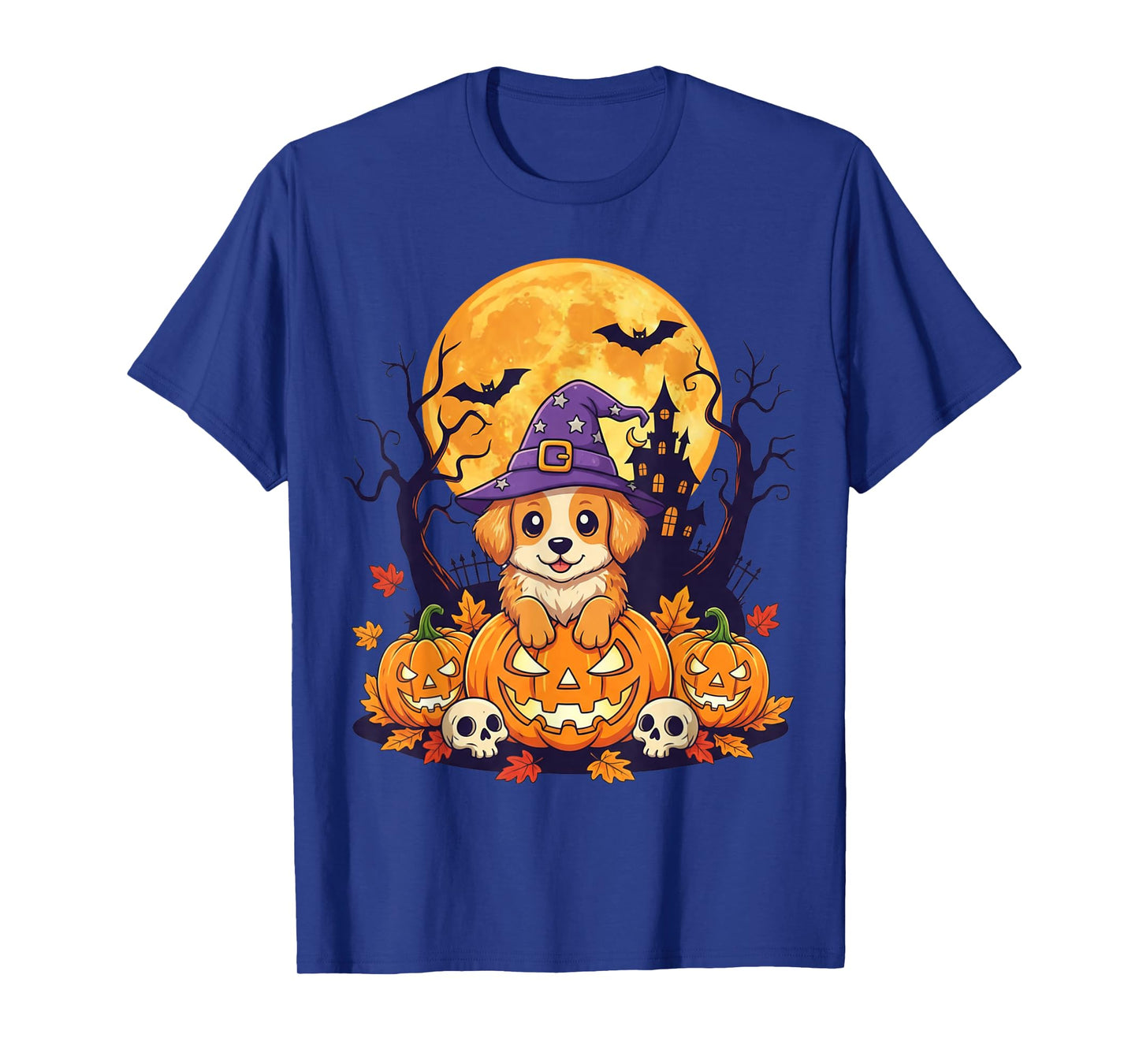 Halloween Dog Cute Puppy Costume Pumpkin Vintage Autumn T-Shirt