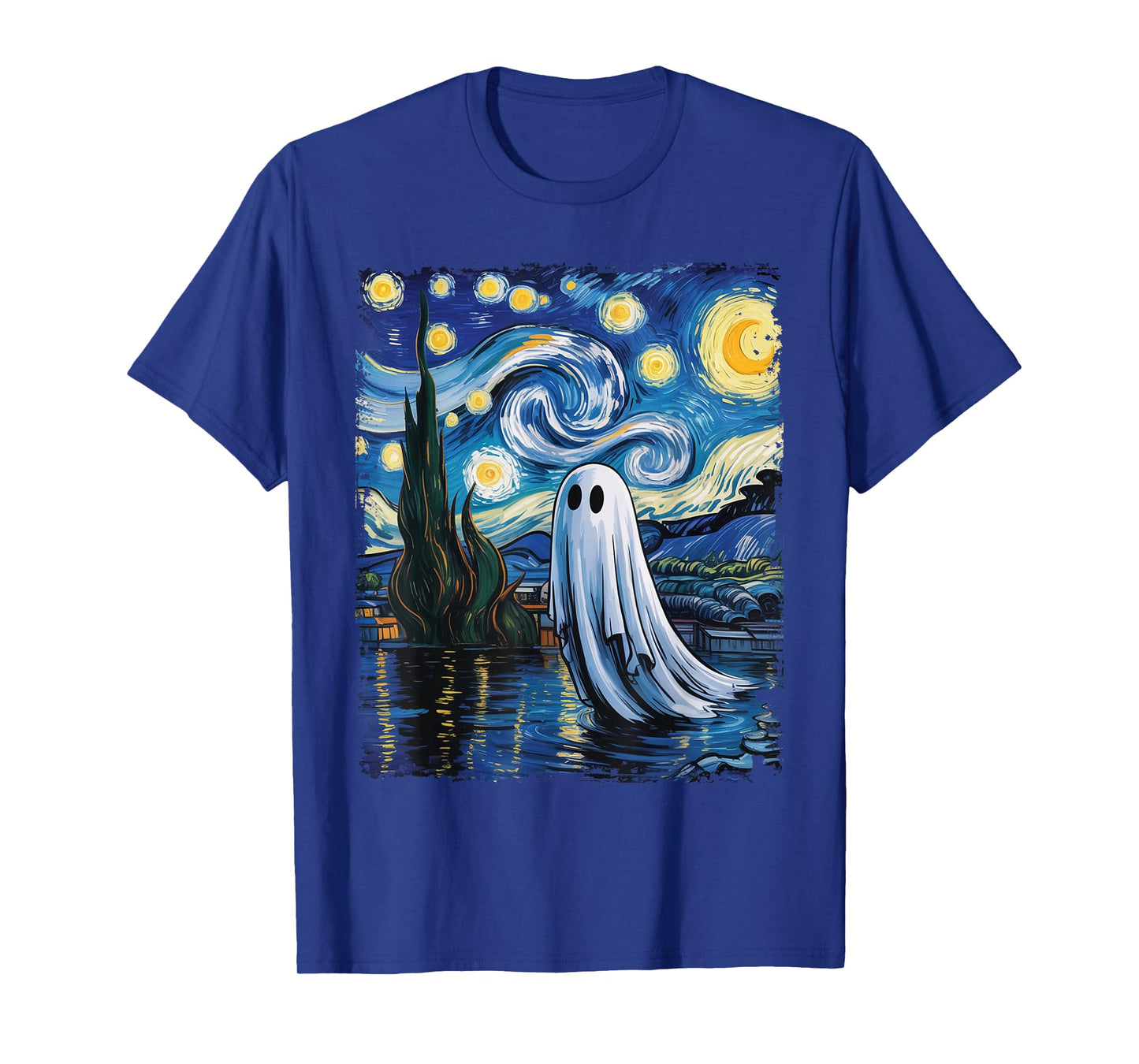 Funny Halloween Boo Sheet Ghost Starry Night Van Gogh Boys T-Shirt