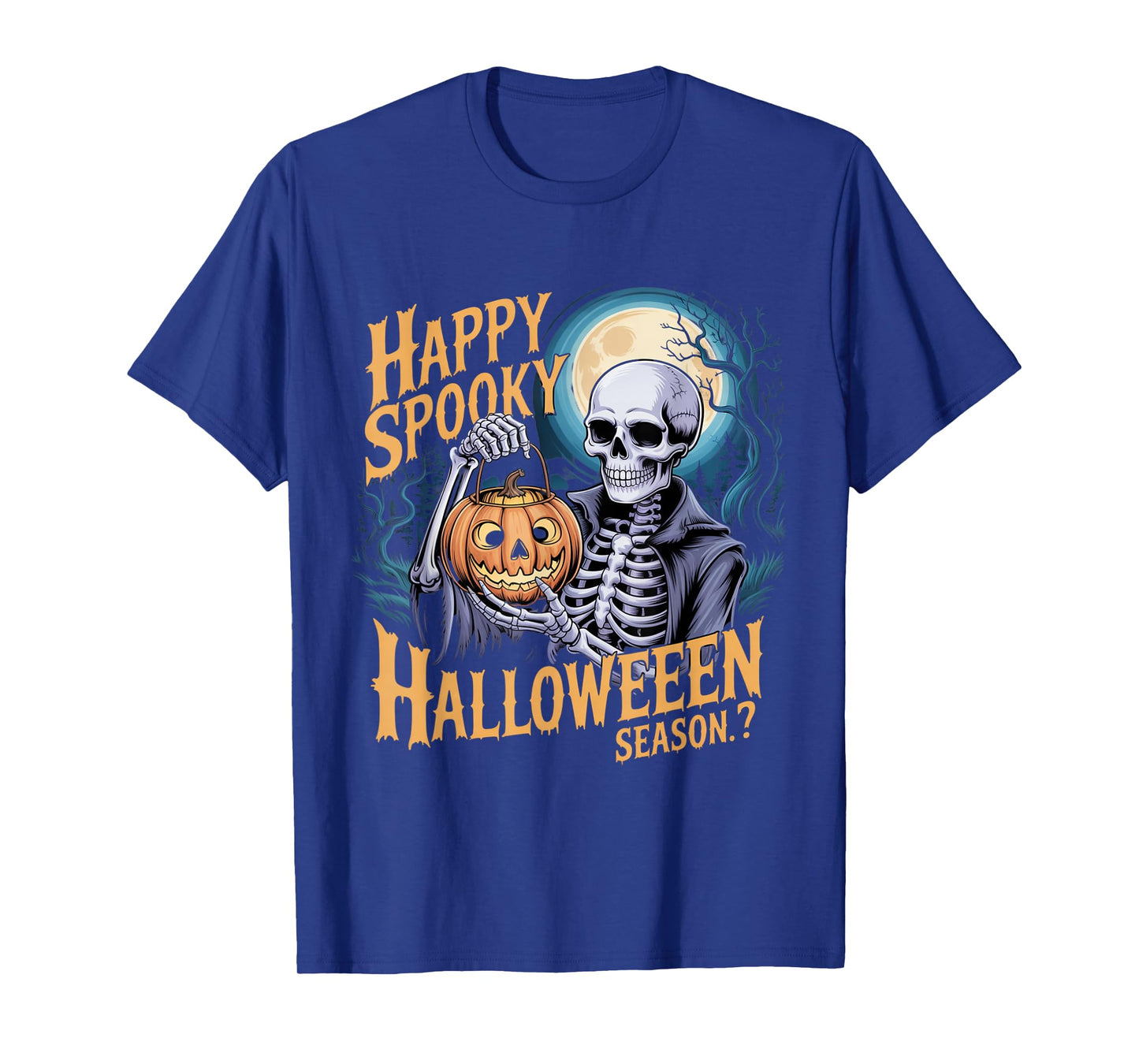 Happy Spooky Halloween Outfit β Skeleton with Pumpkin Lanter T-Shirt