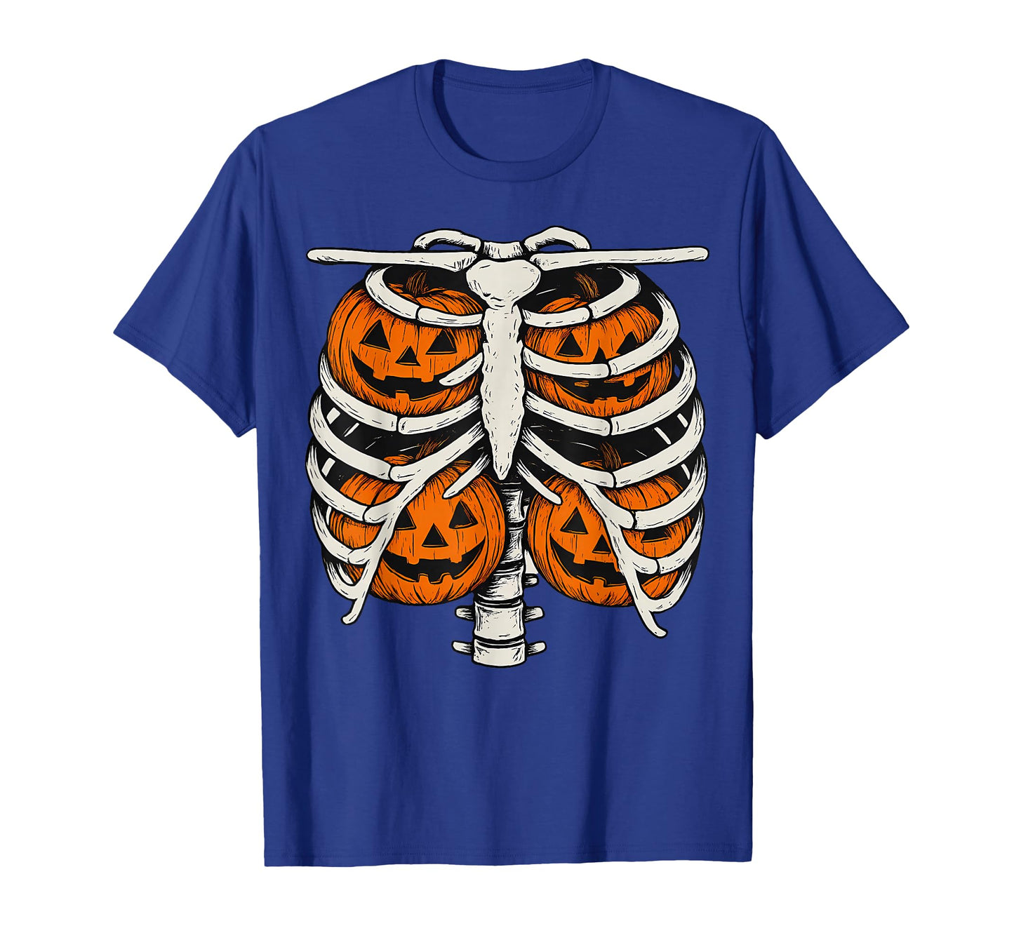 Skeleton Rib Cage with Pumpkin Halloween Costume Men Women T-Shirt