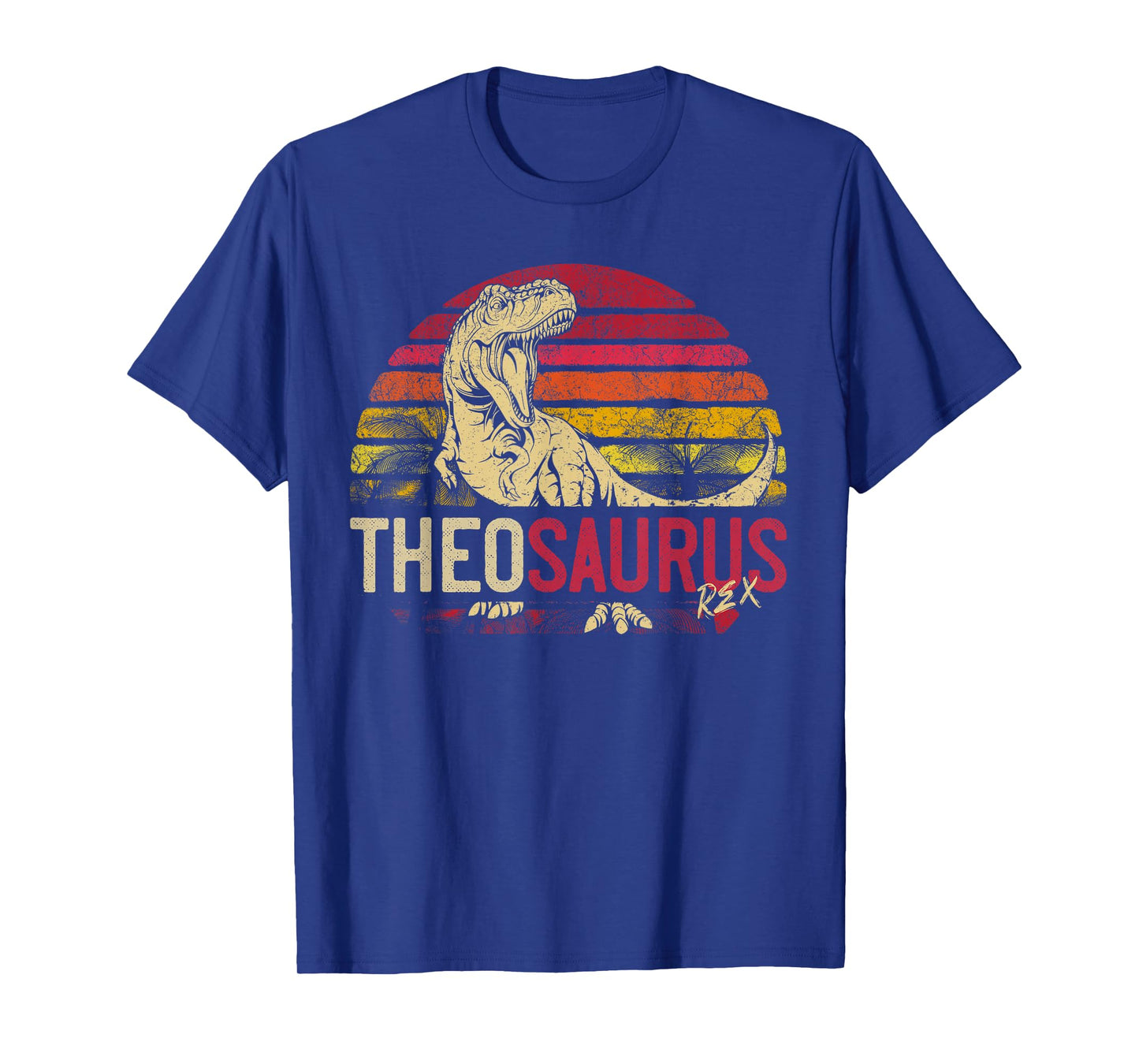 Theo Saurus Funny Personalized Dinosaur T Rex Name Boys Gift T-Shirt