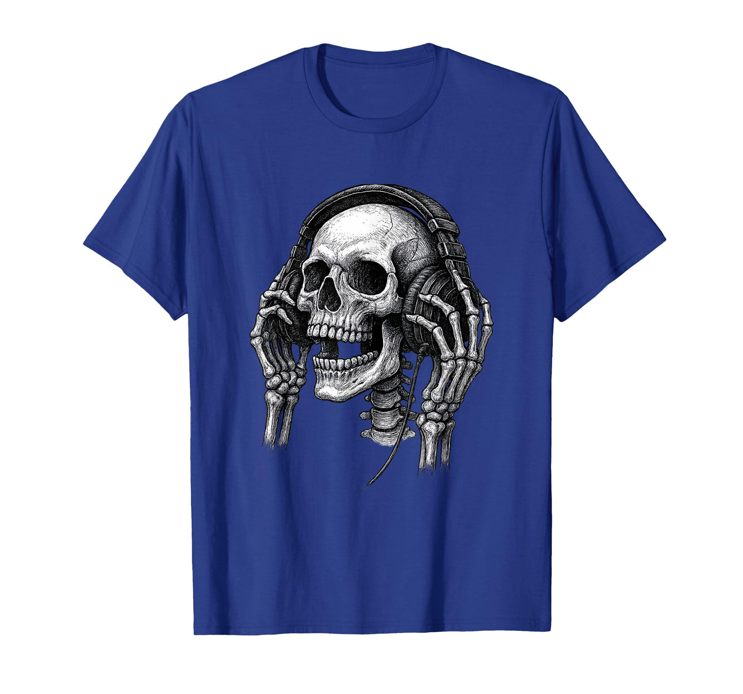 Skull with Headphones Tee Grunge Punk Rock Hip Hop Rap Music T-Shirt