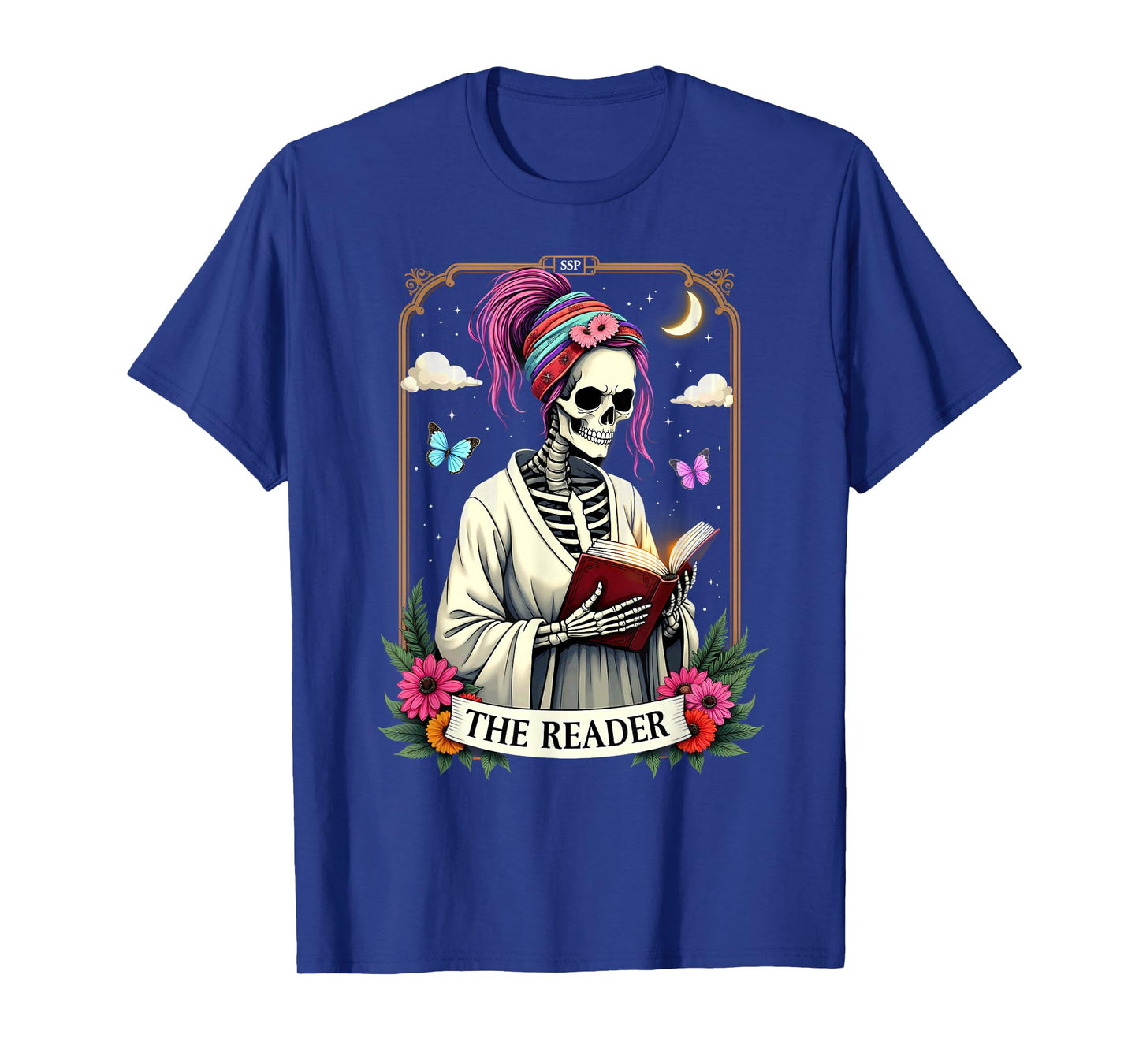 The Reader Tarot Card Skeleton Reading Book Halloween T-Shirt