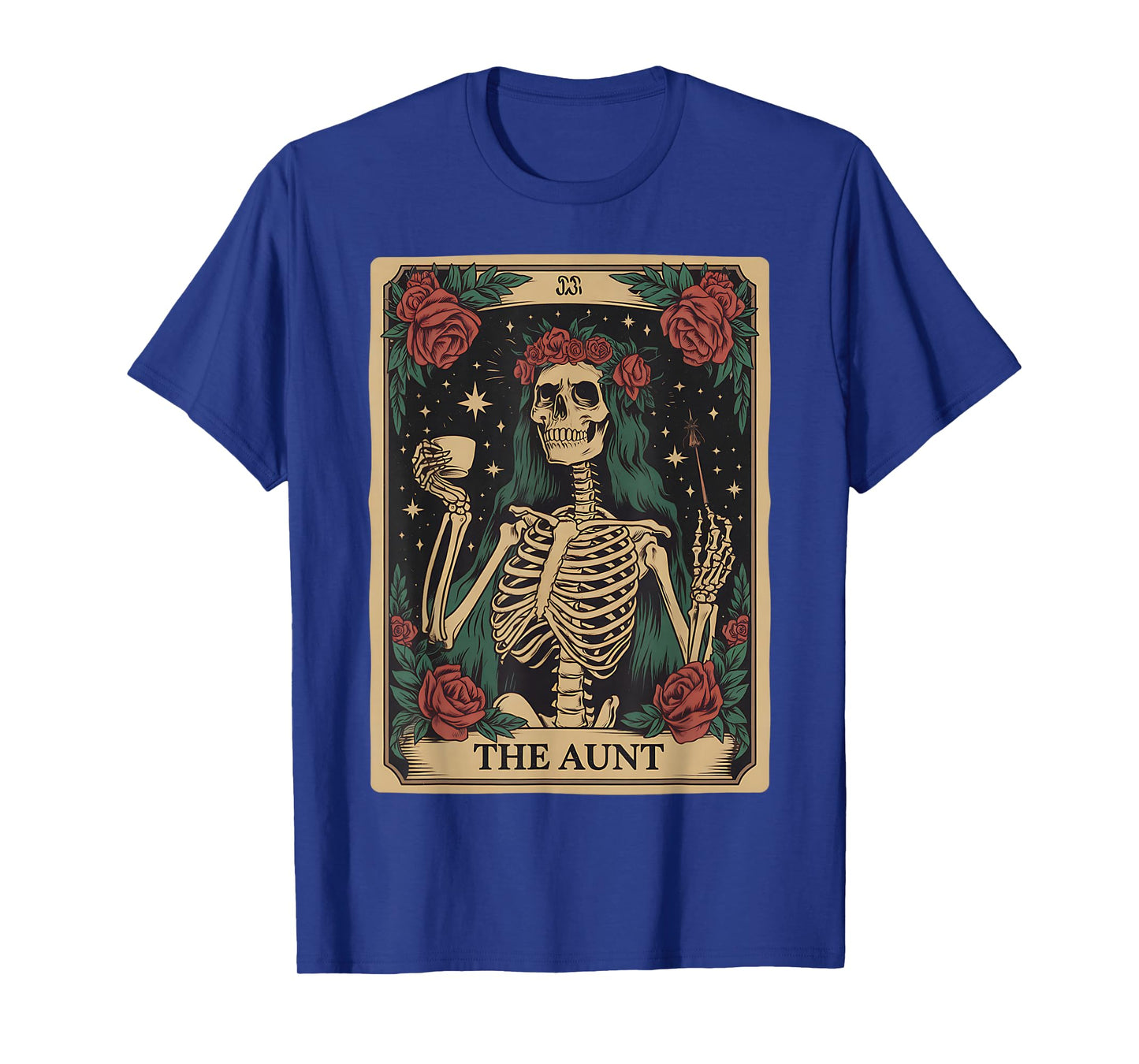 The Aunt Tarot Card Women Skeleton Aunty Coffee Halloween T-Shirt