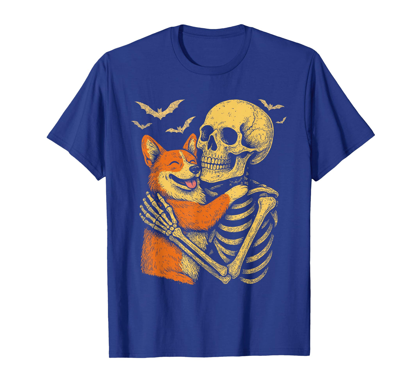 Skeleton Hugging Corgi Dog Gothic Halloween Corgi T-Shirt