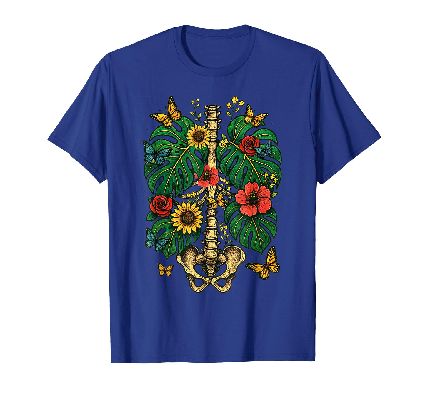Skeleton Ribs Plant Body Vintage Halloween Gardening T-Shirt