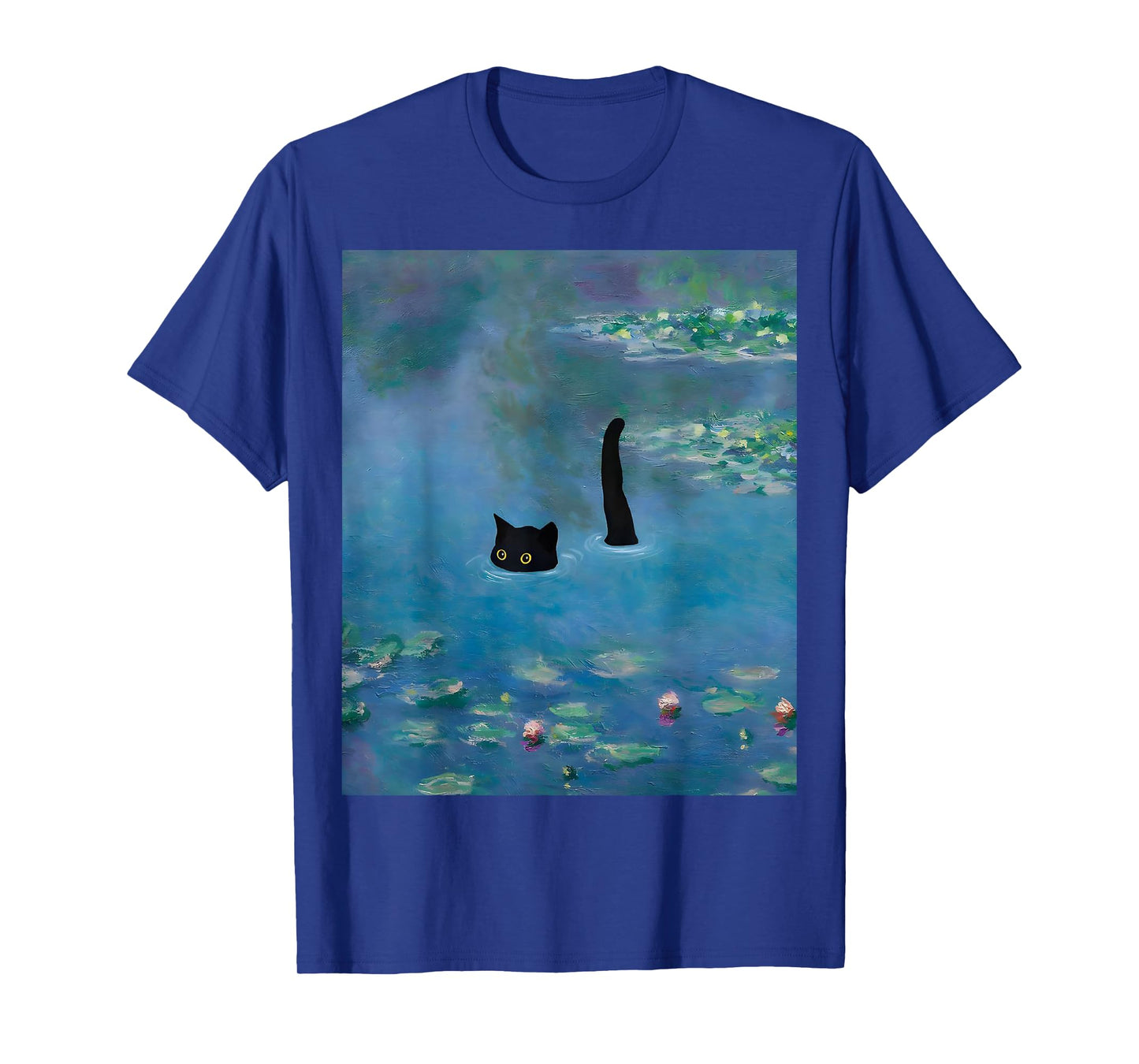 Black Cat Monets Waterlily T-Shirt