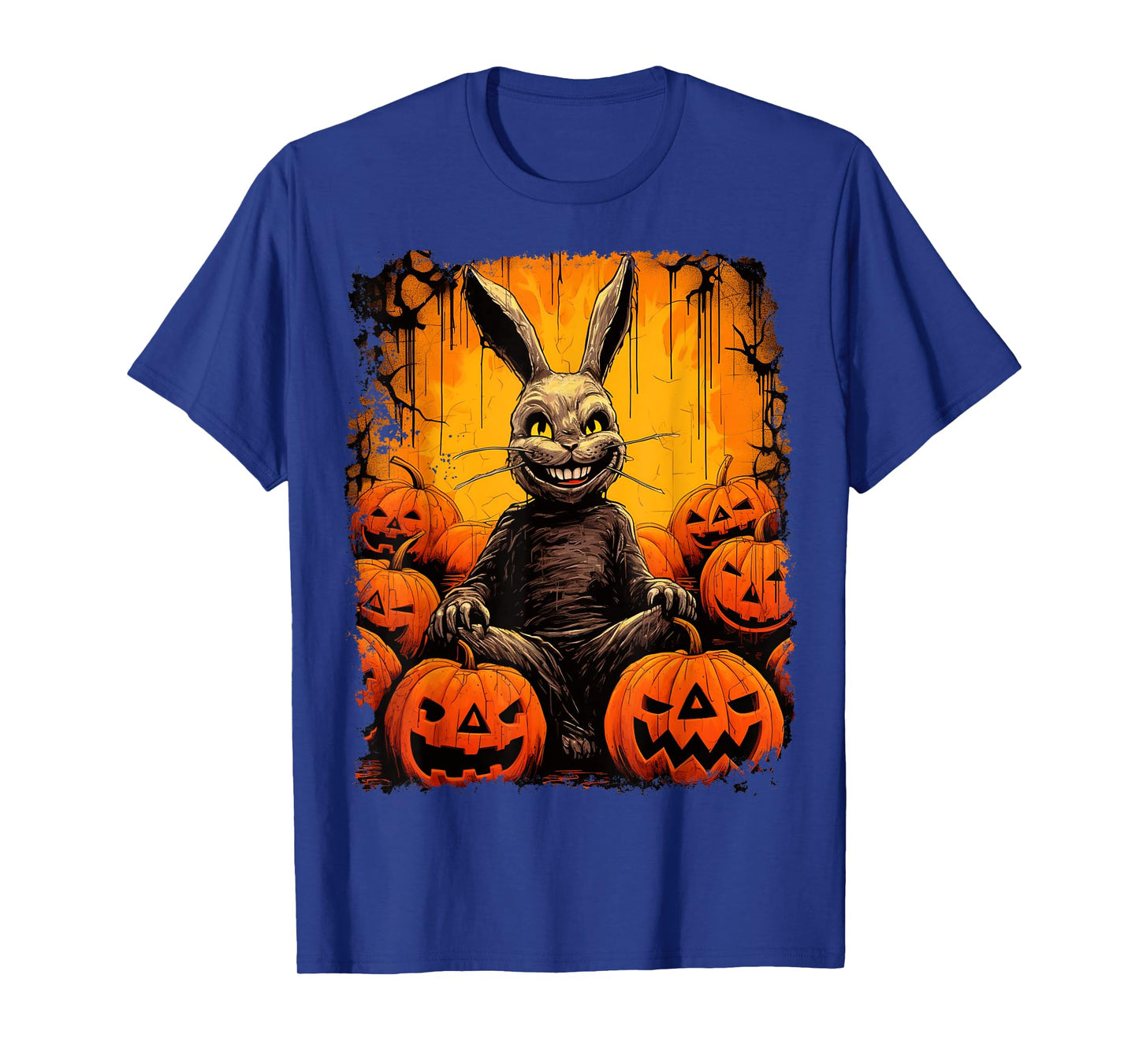 Pop Art Colorful Bunny Rabbit Halloween Pumpkin T-Shirt
