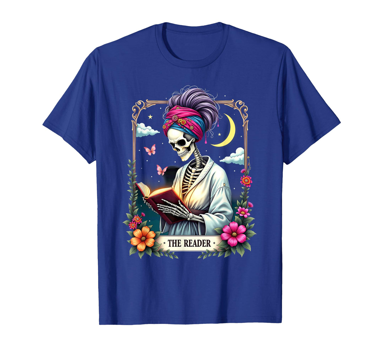 The Reader Tarot Card Skeleton Reading Book Halloween T-Shirt