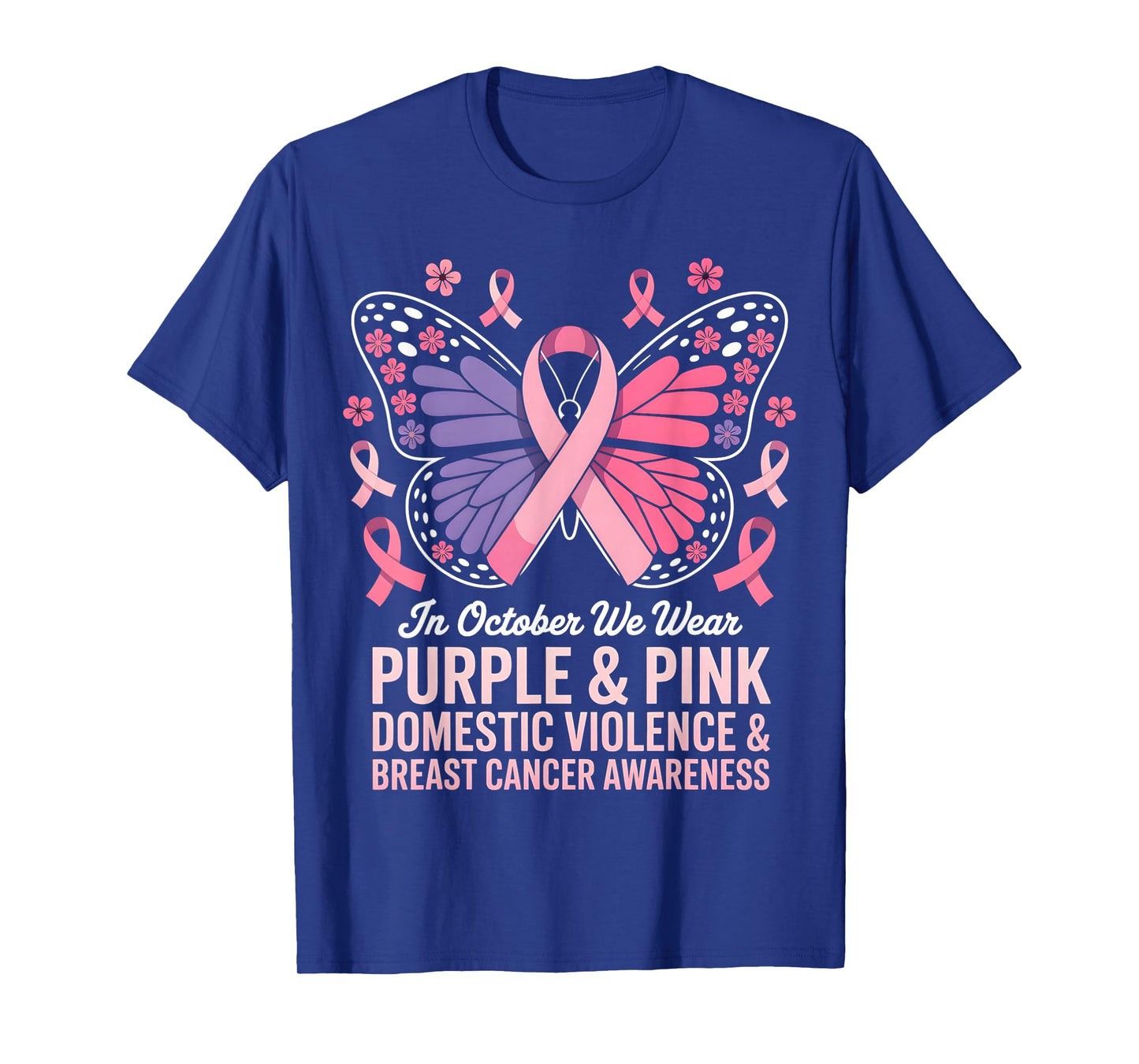 in October We Wear Pink and Purple Awareness for Men Women T-Shirt