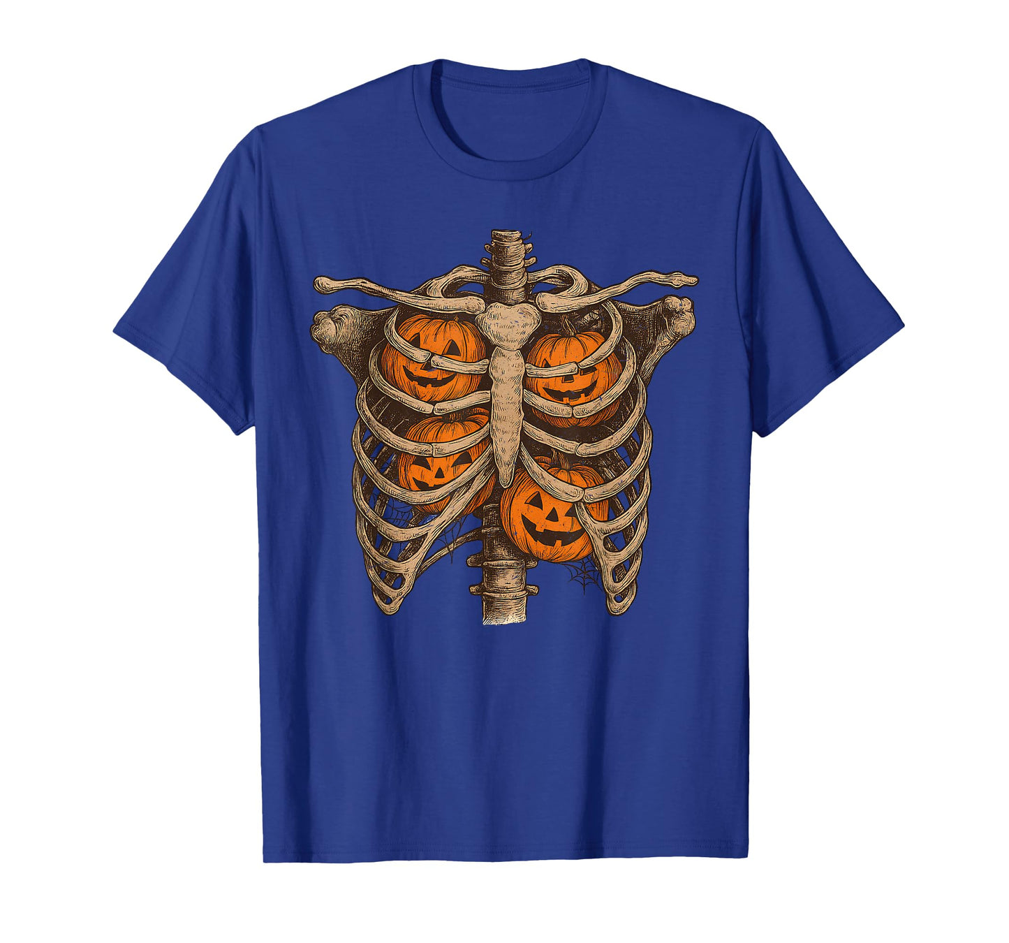 Ribcage Pumpkins Retro Halloween Skeleton Spooky Season T-Shirt